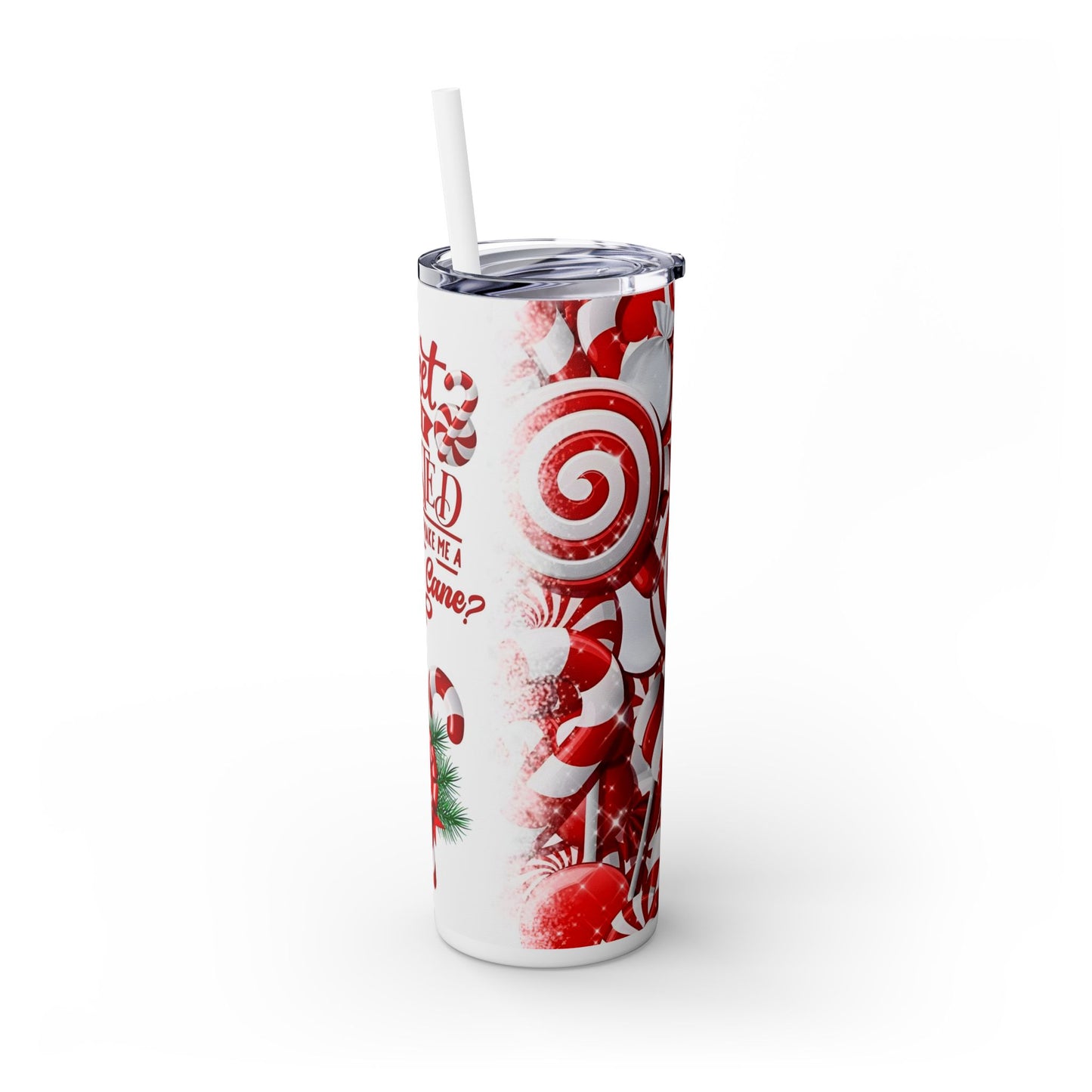 CHRISTMAS CANDY CANE Skinny Tumbler with Straw, 20oz Printify