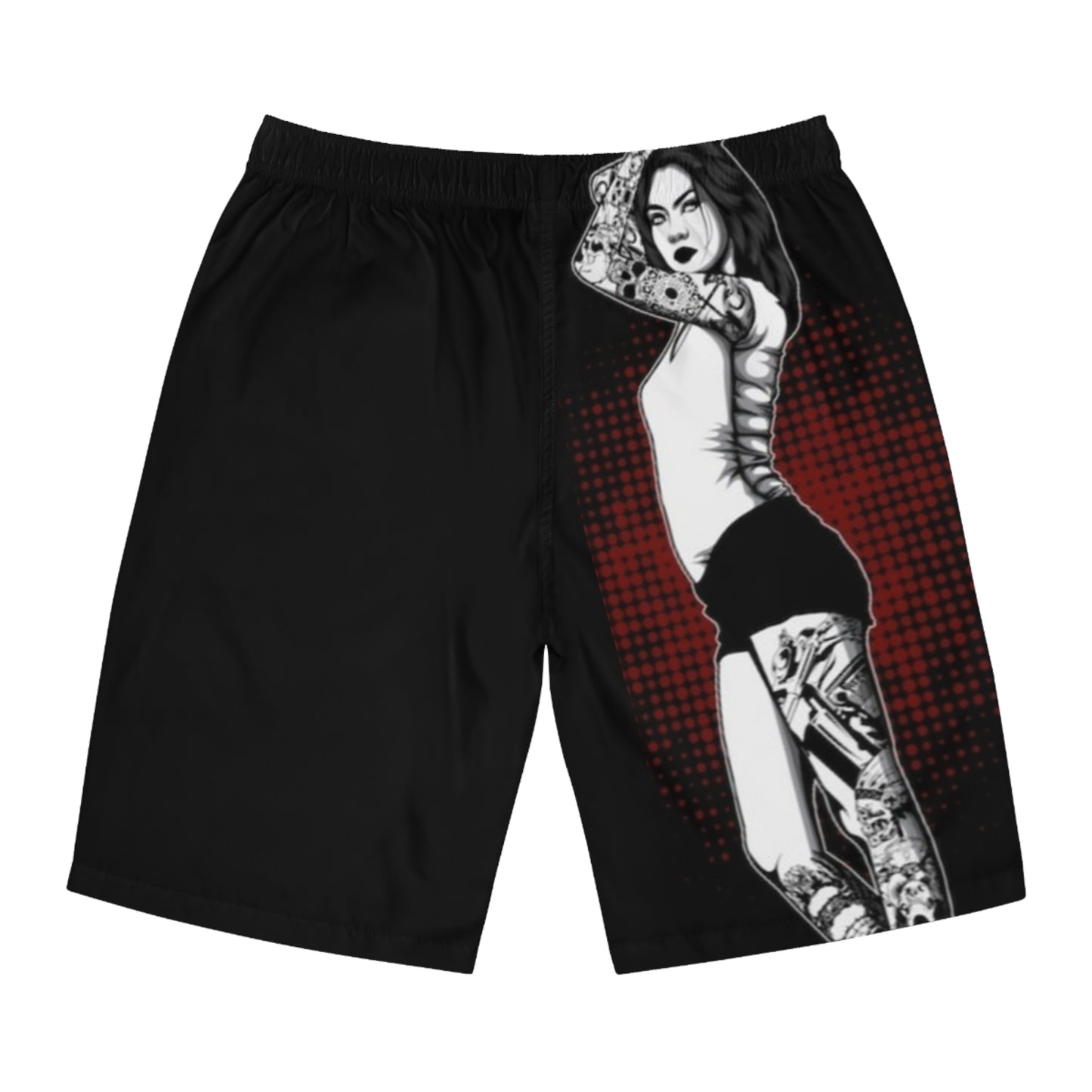 Copy of Copy of TATTOO WOMAN DESIGN FRONT BLK BACK - Men's Board Shorts (AOP) - Rock n Royalty Designs