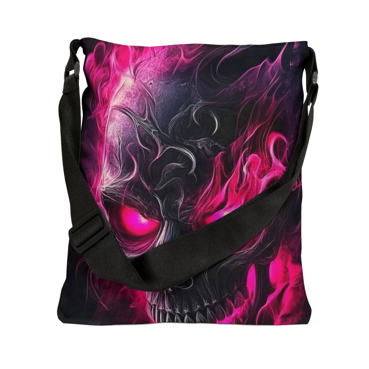 PINK SKULL FIERY DESIGN Adjustable Tote Bag (AOP) - Rock n Royalty Designs