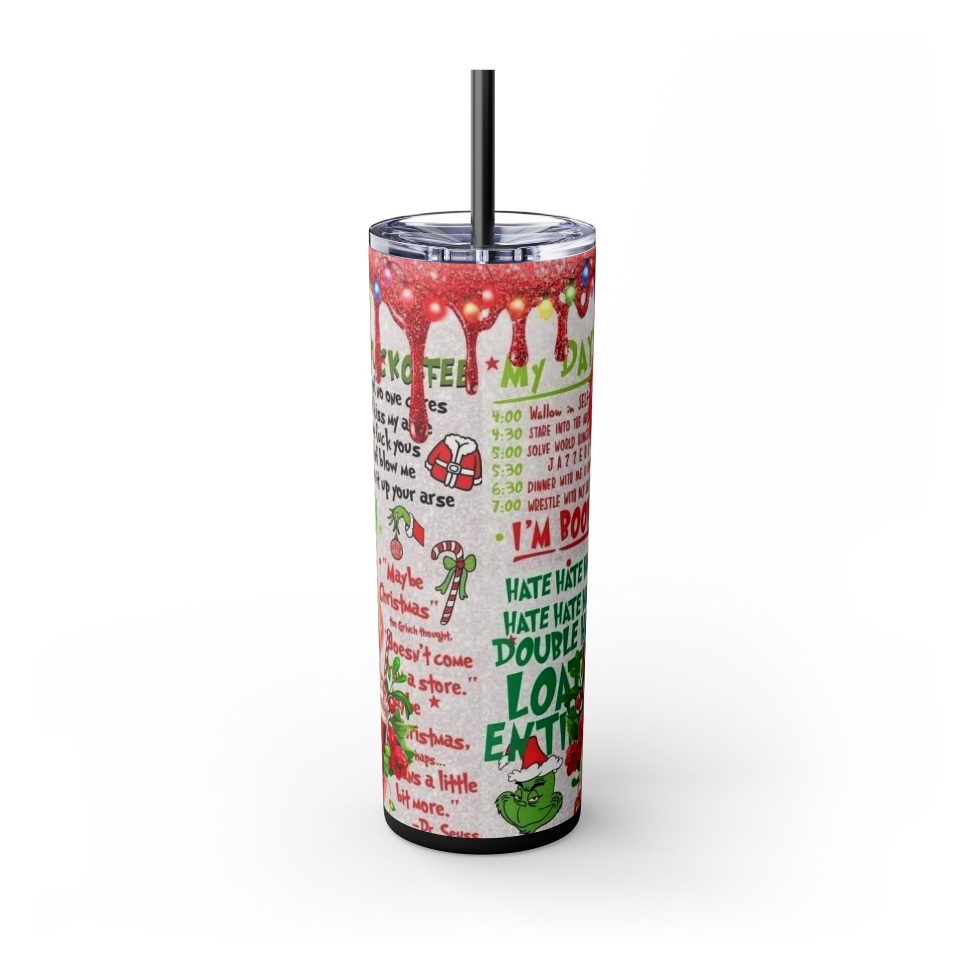 MISS GRINCH C Skinny Tumbler with Straw, 20oz Printify