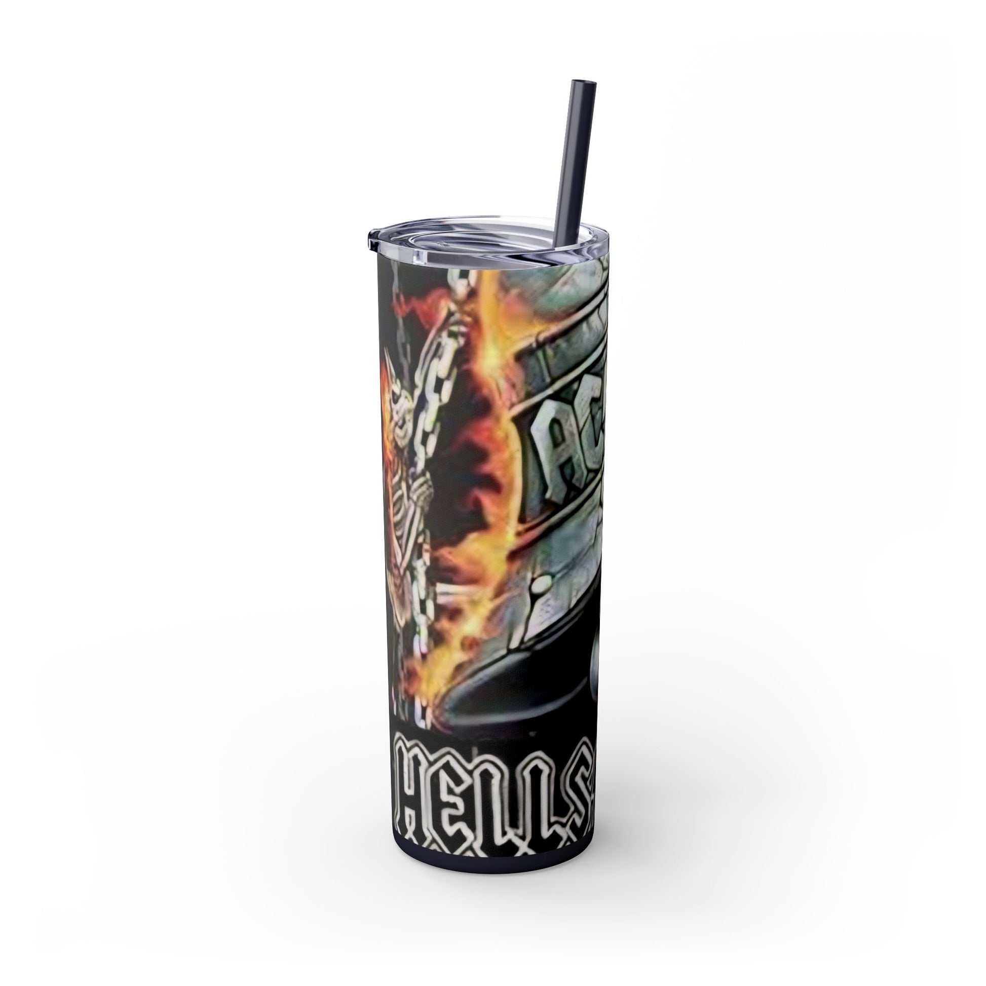 AC/DC HELLS BELLS-- Skinny Tumbler with Straw, 20oz - Rock n Royalty Designs