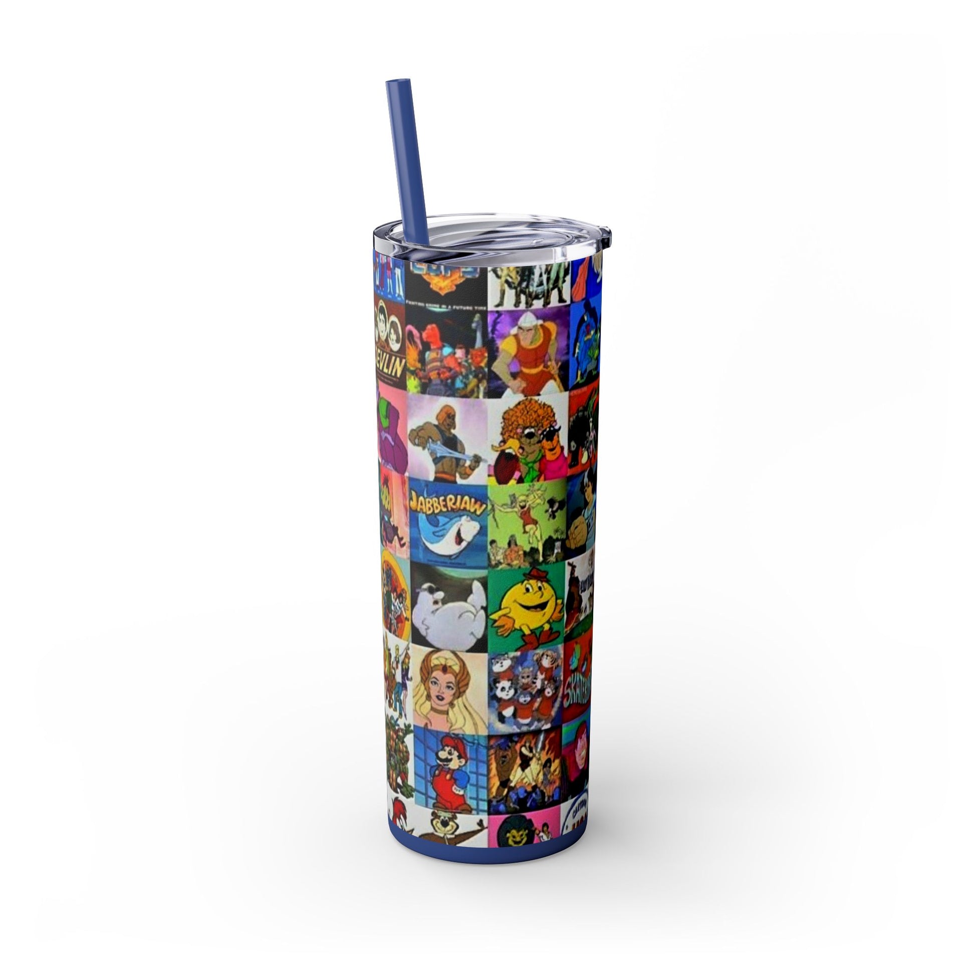 70S & 80S CARTOON CHARACTERS -Skinny Tumbler with Straw, 20oz - Rock n Royalty Designs