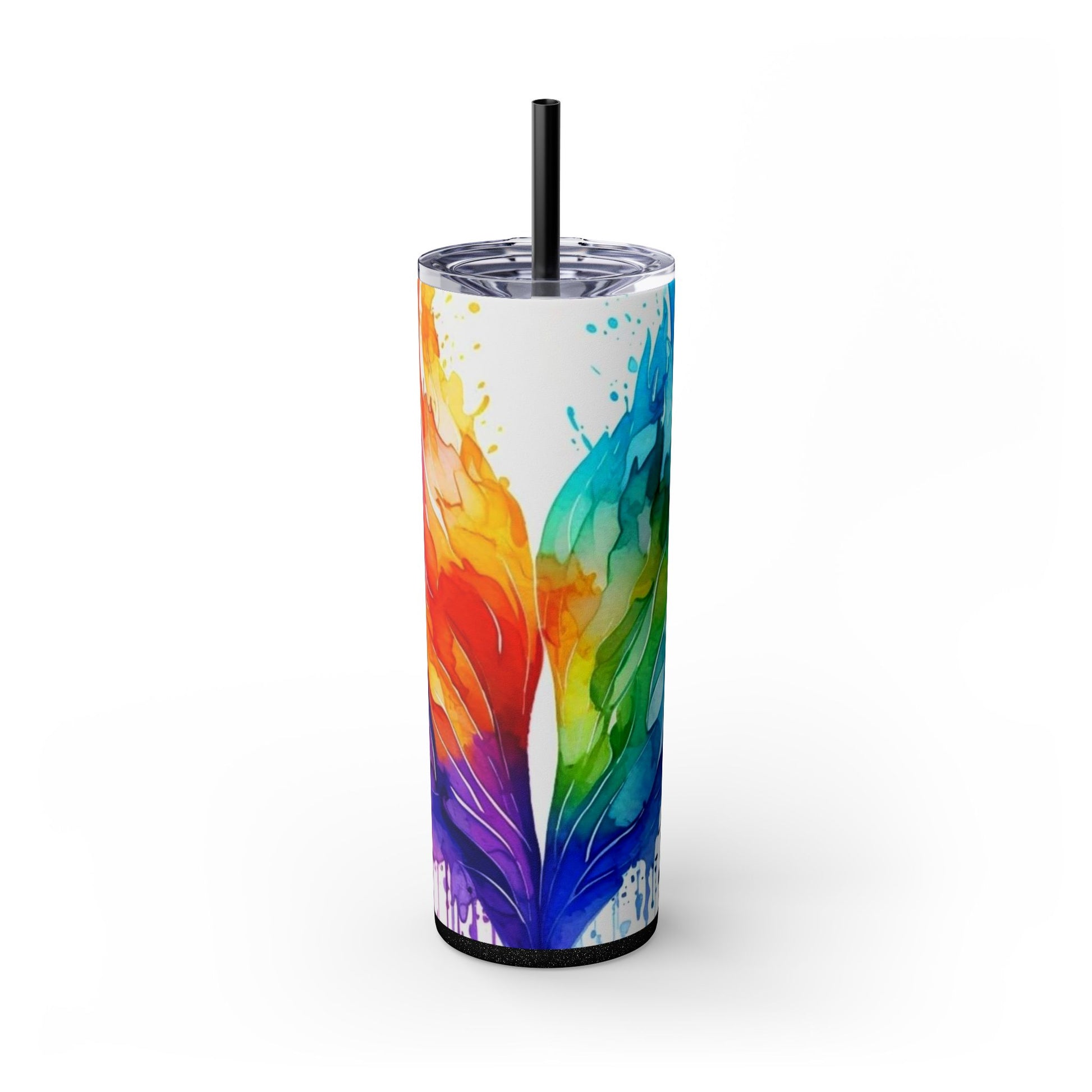 Rainbow Wngs -Skinny Tumbler with Straw, 20oz - Rock n Royalty Designs