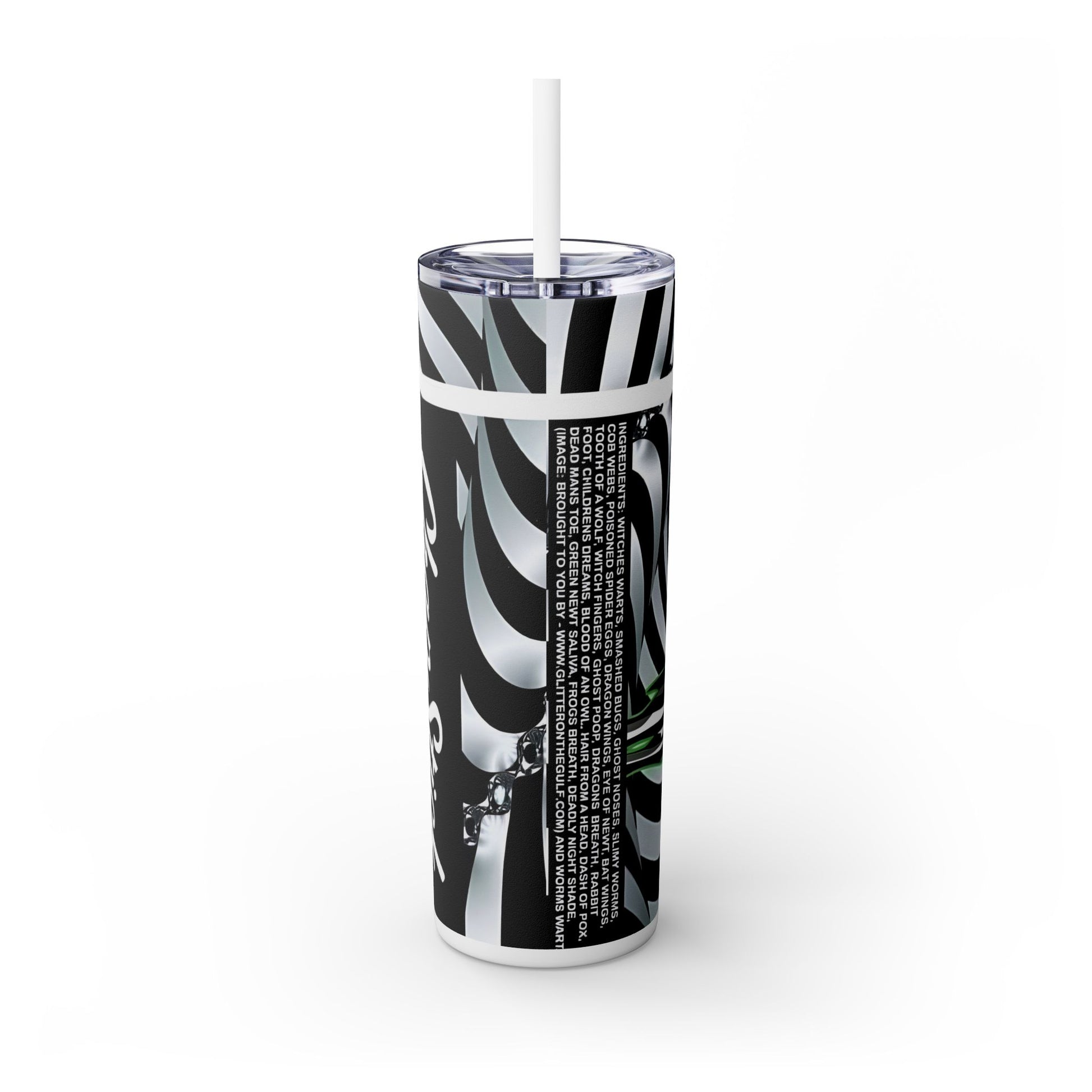 HALLOWEEN BEETLE JUICE CHAPSTICK - Skinny Tumbler with Straw, 20oz - Rock n Royalty Designs