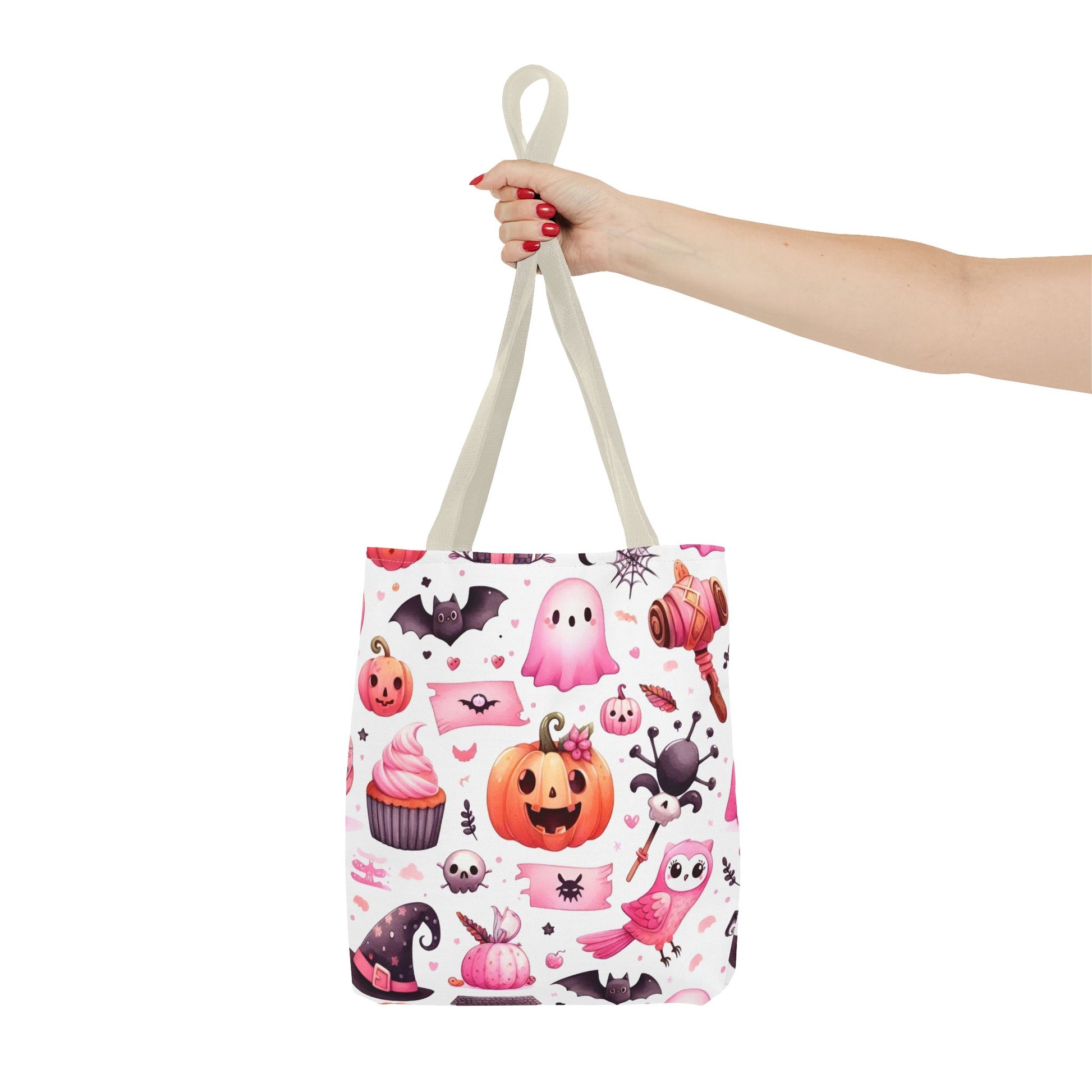 "Kawaii Halloween Tote Bag - Cute Ghost, Pumpkin & Spooky Treats Design" Printify