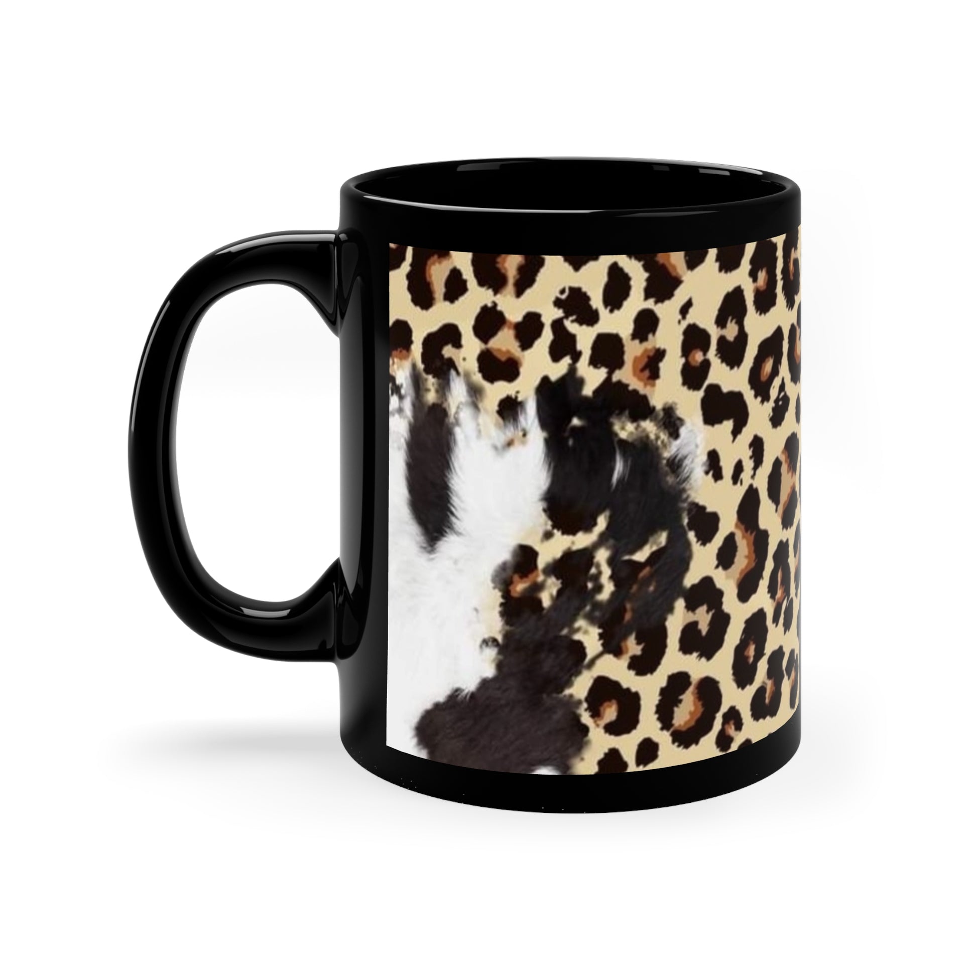 BLK/WHT ANIMAL PRINT  - Black Coffee Mug, 11oz Printify