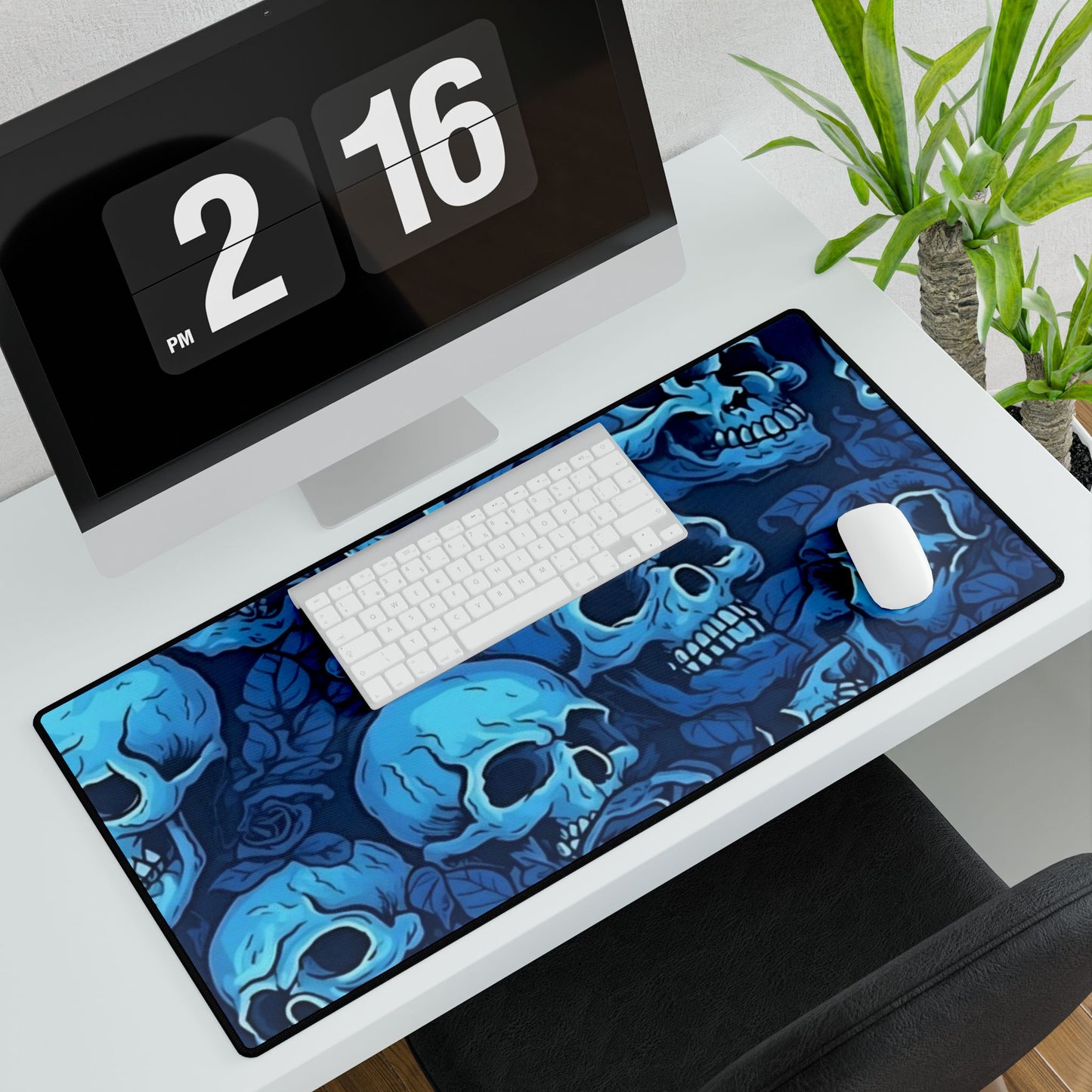 BRIGHT BLUE SKULLS - Desk Mats - Rock n Royalty Designs