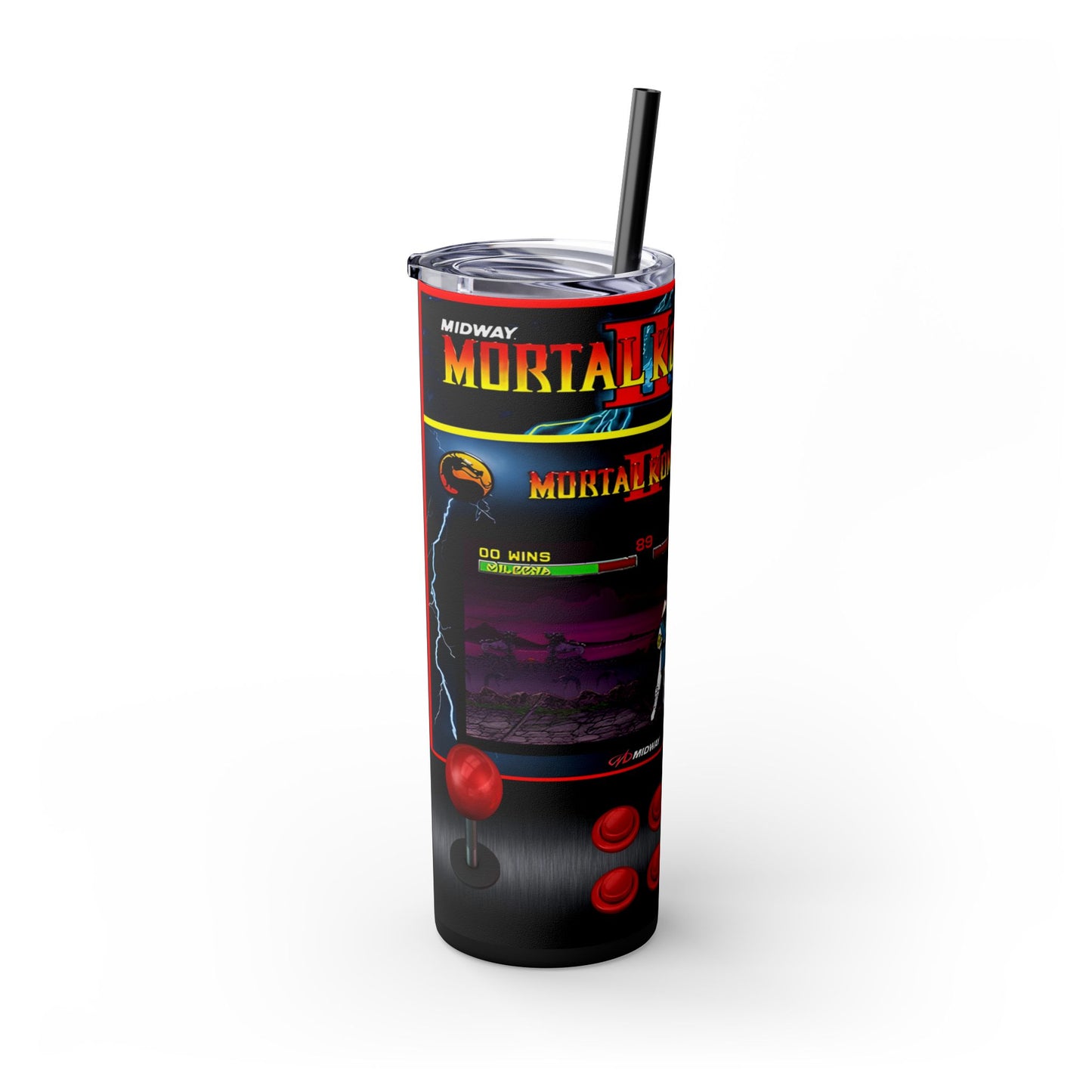 MORTAL KOMBAT ARCADE GAME - Skinny Tumbler with Straw, 20oz - Rock n Royalty Designs