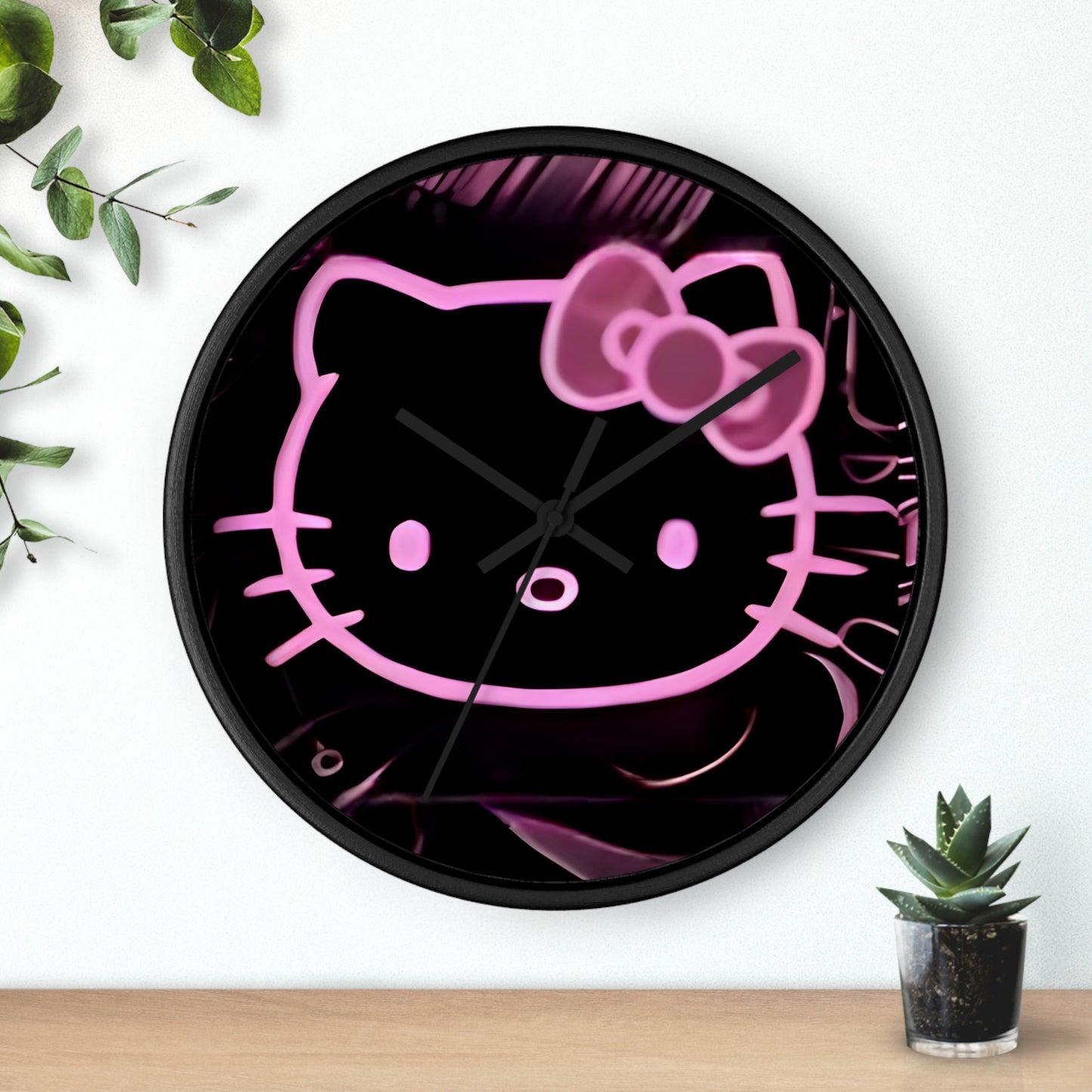 MS. KItty- Black/Pink - Wall Clock Printify