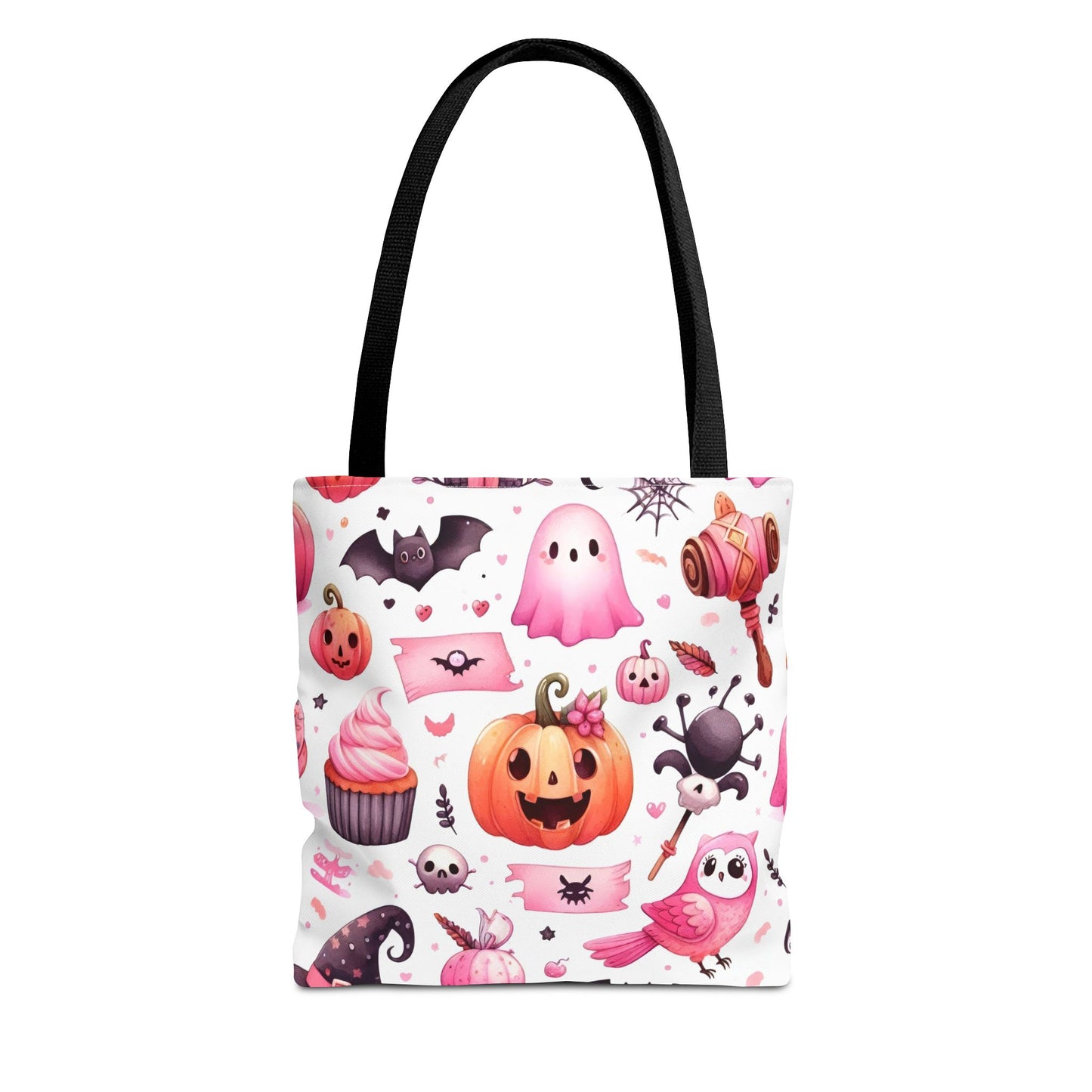 "Kawaii Halloween Tote Bag - Cute Ghost, Pumpkin & Spooky Treats Design" Printify