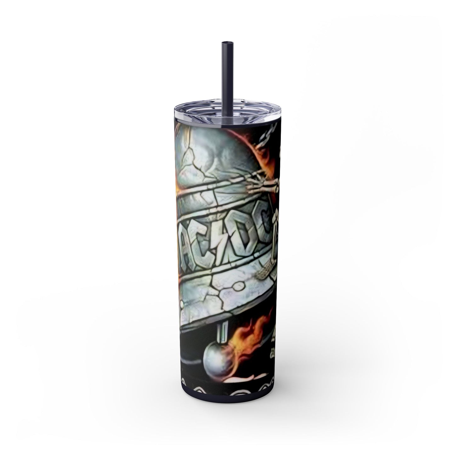 AC/DC HELLS BELLS-- Skinny Tumbler with Straw, 20oz - Rock n Royalty Designs