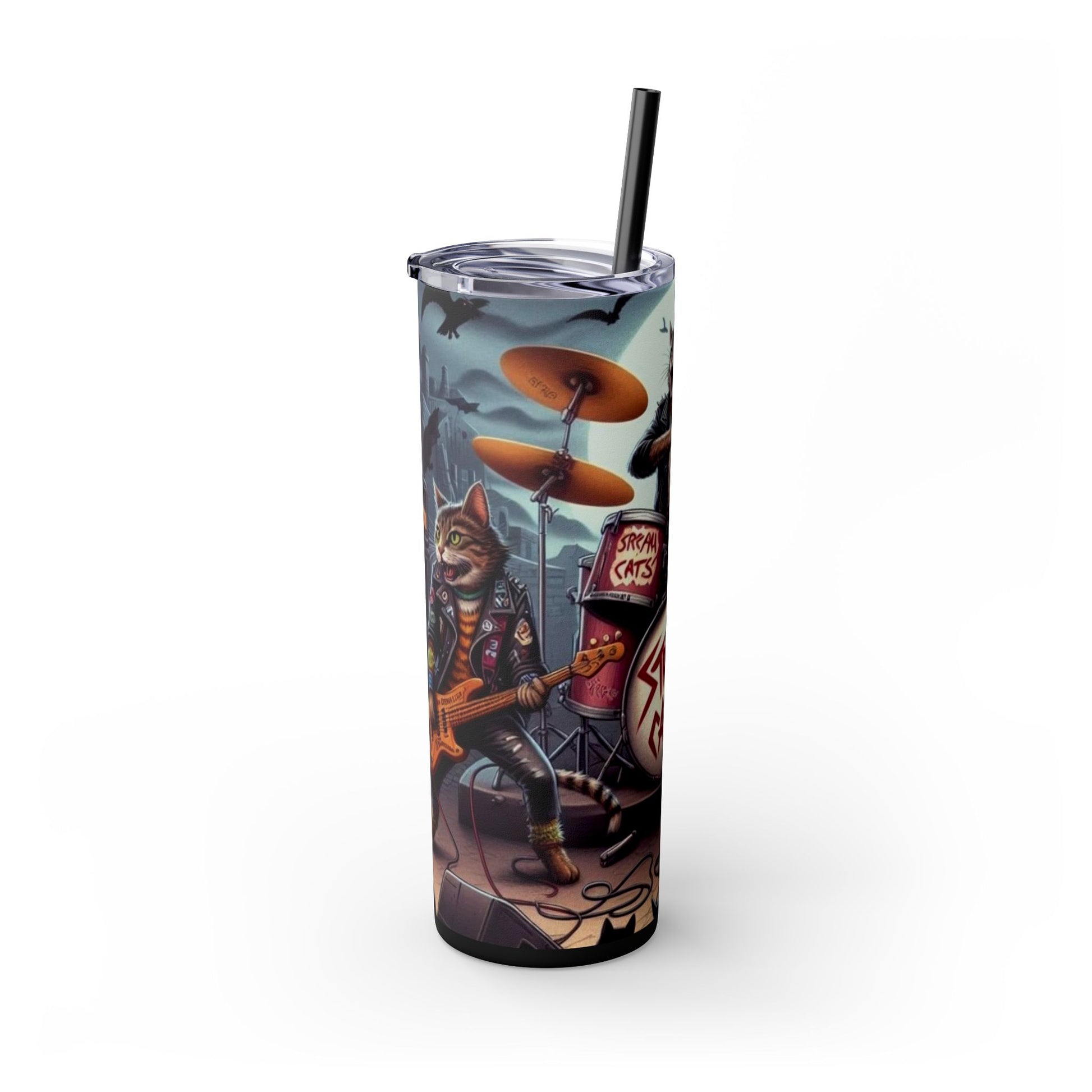 The Cats are Stray -  Skinny Tumbler with Straw, 20oz Printify