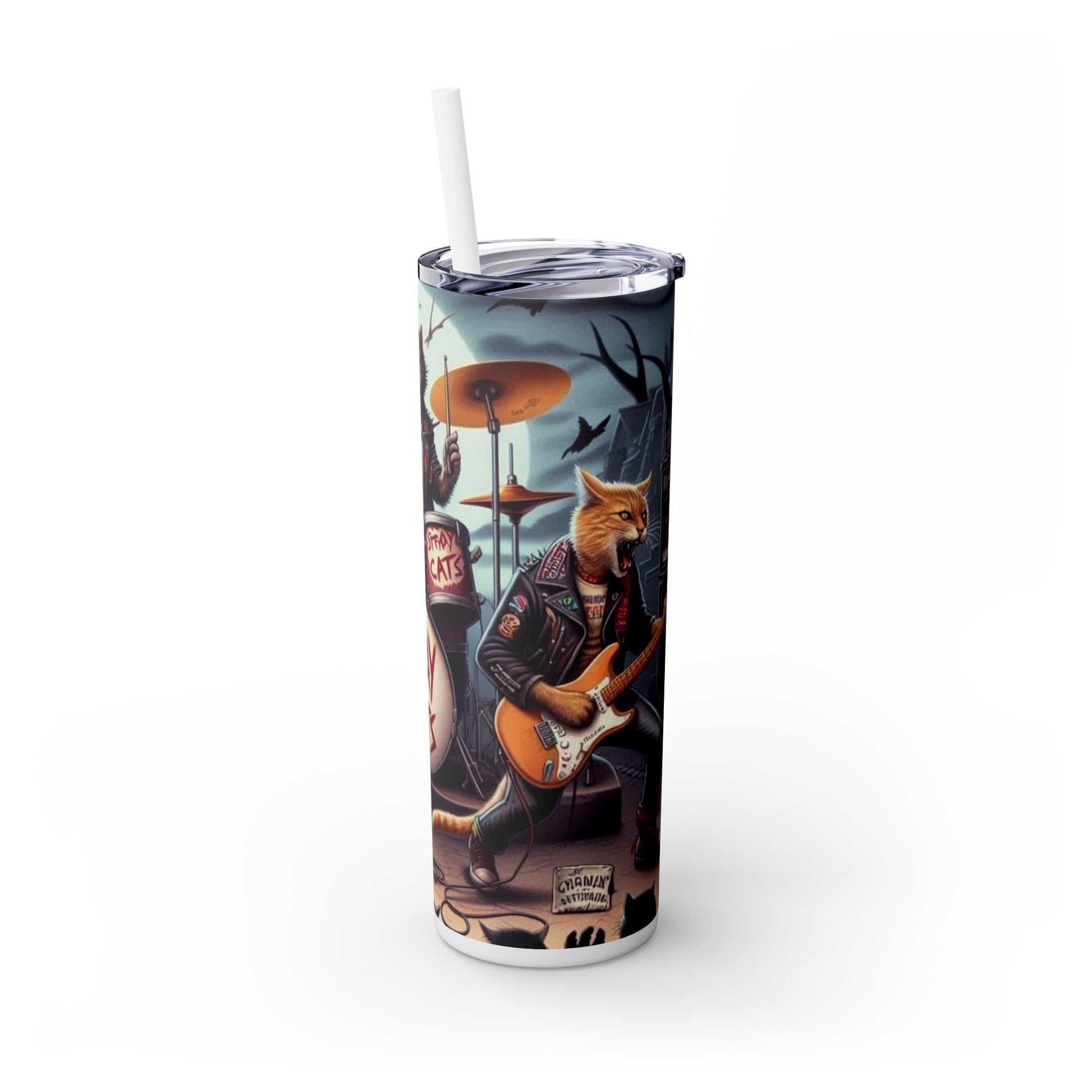 The Cats are Stray -  Skinny Tumbler with Straw, 20oz Printify