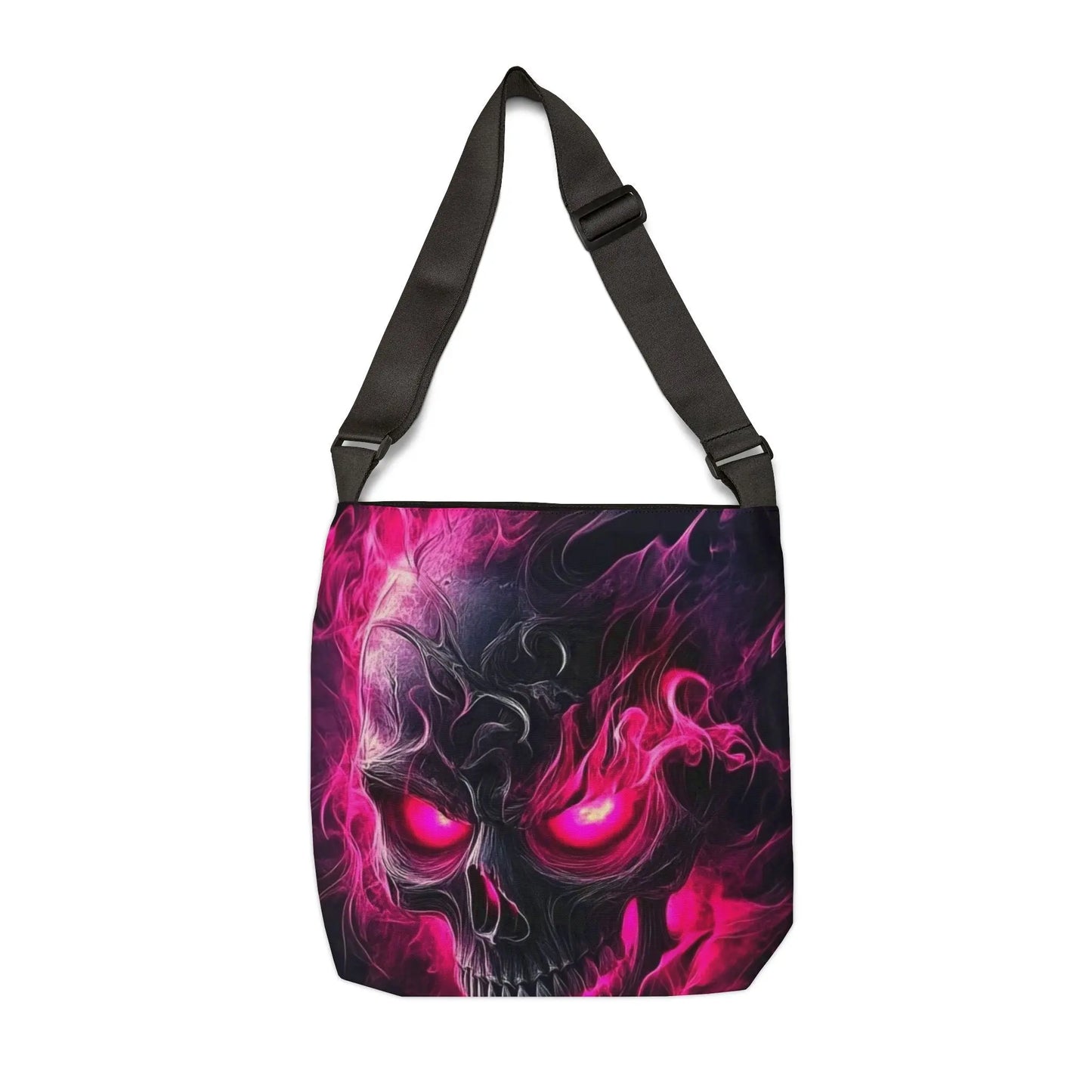 PINK SKULL FIERY DESIGN Adjustable Tote Bag (AOP) - Rock n Royalty Designs