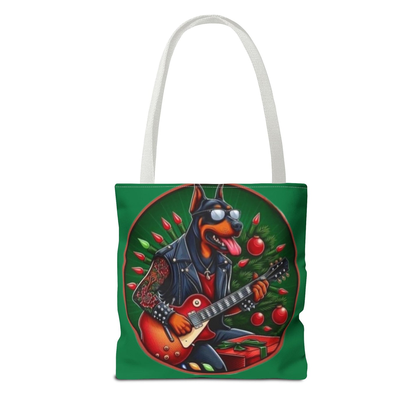 Cool Dobiman Tote Bag - Leather Jacket Guitar Funny Design Printify