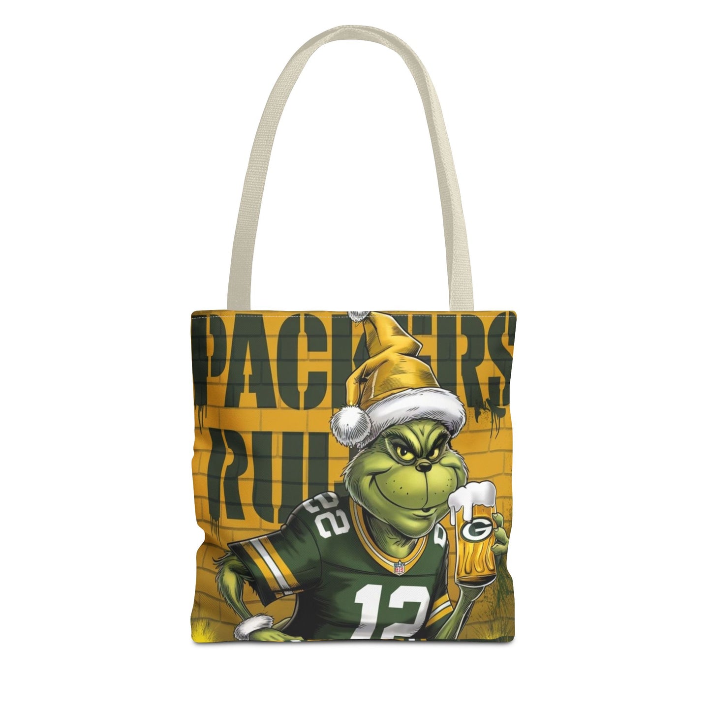 Festive Green Bay Packers Grinch Themed Tote Bag - Rock n Royalty Designs