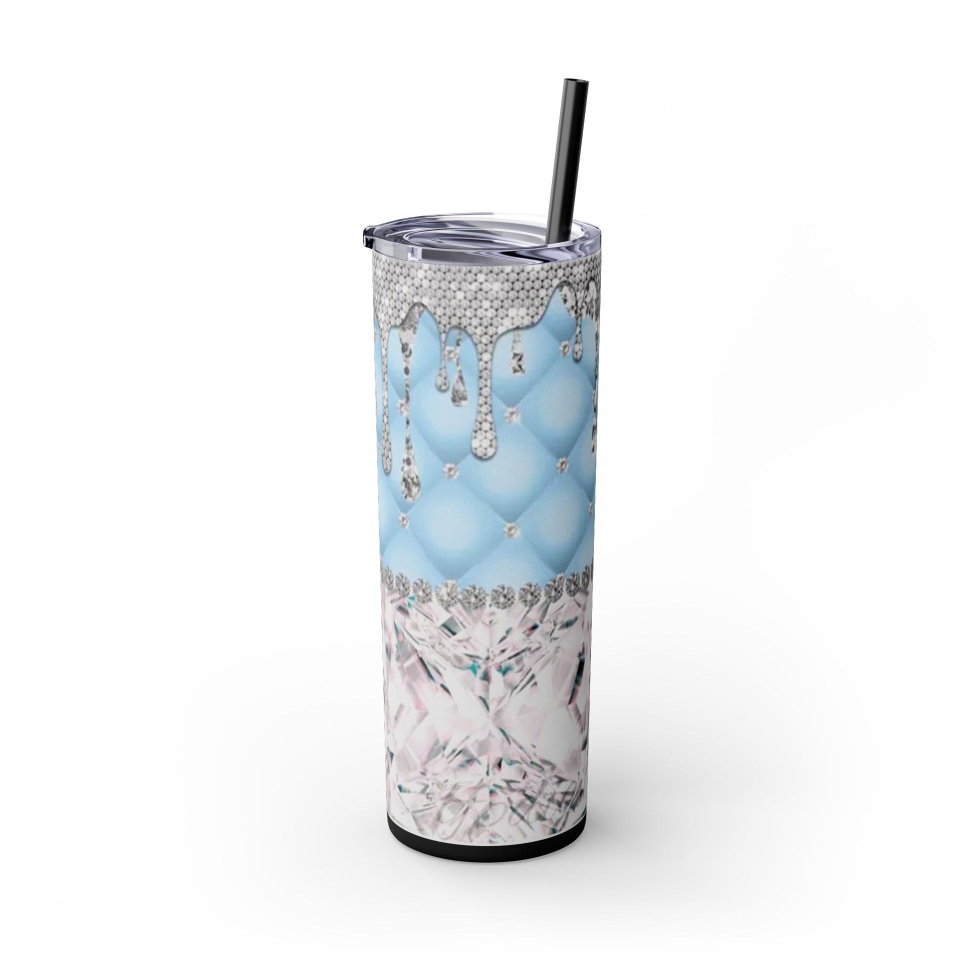 Tiff Purse Blue - Skinny Tumbler with Straw, 20oz - Rock n Royalty Designs