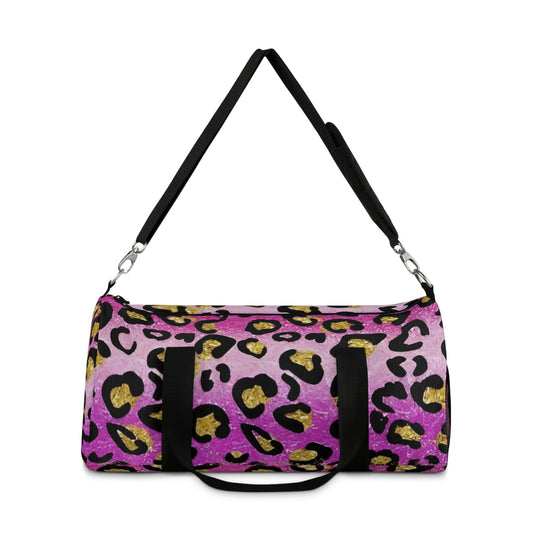 Pink/Gold Animal Print Duffel Bag Printify