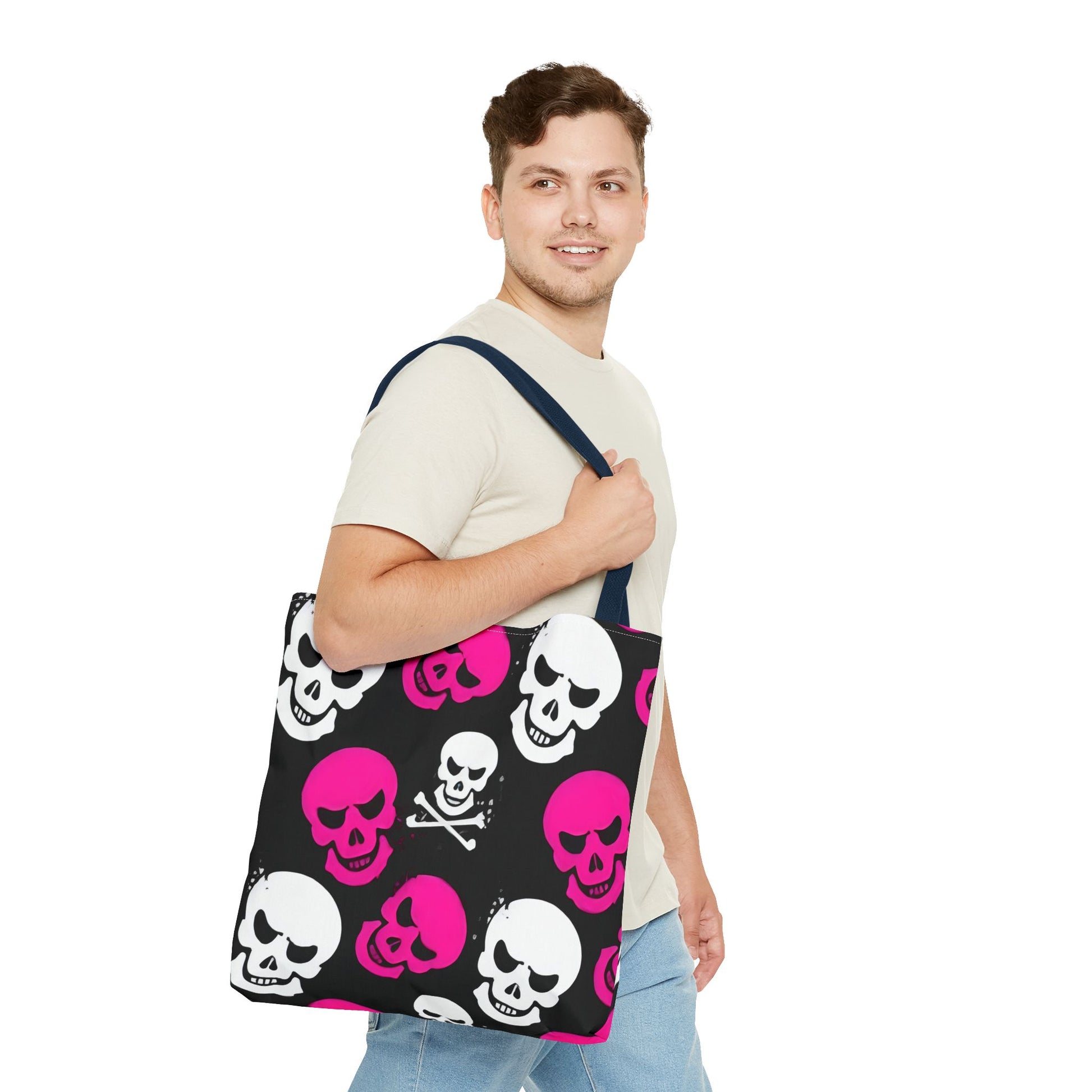 BLK WHT PINK SKULL - Tote Bag (AOP) - Rock n Royalty Designs