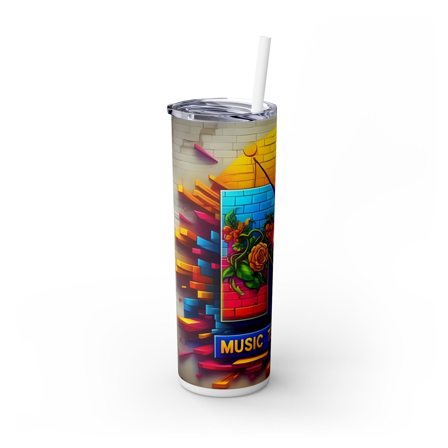 Mtv Telivision - (80s) Skinny Tumbler with Straw, 20oz - Rock n Royalty Designs