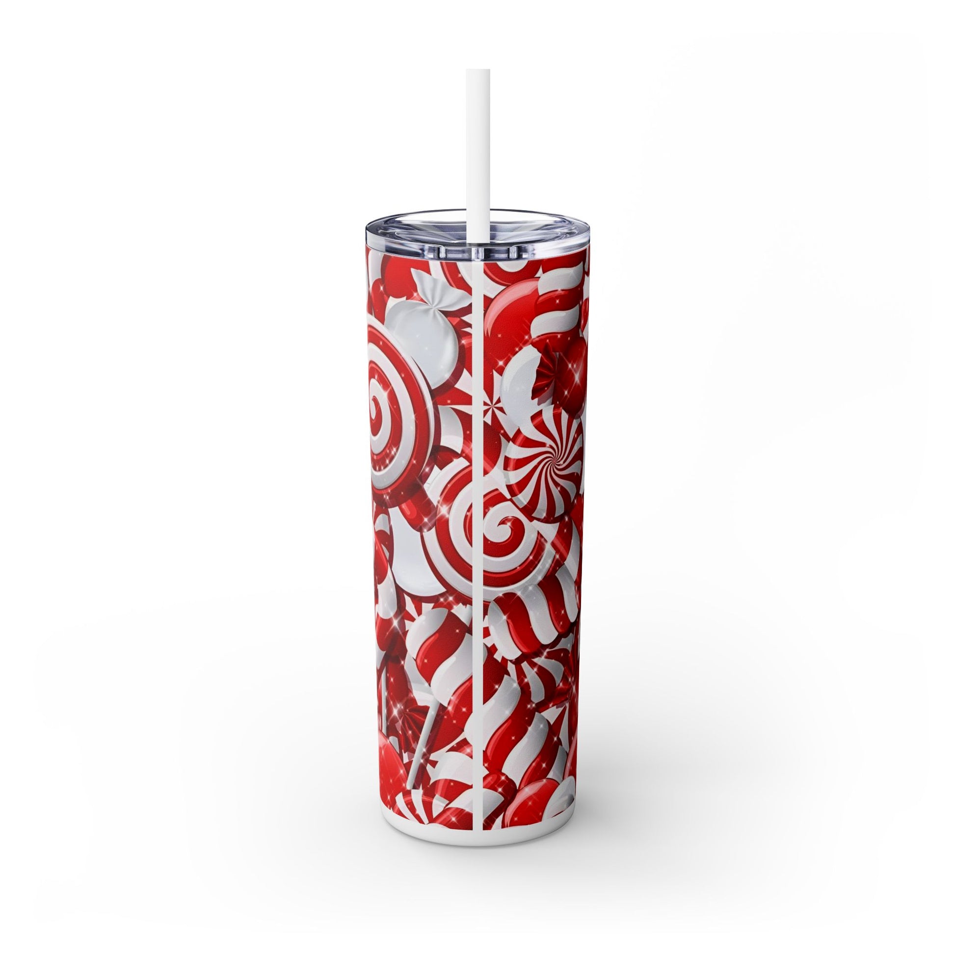 CHRISTMAS CANDY CANE Skinny Tumbler with Straw, 20oz Printify