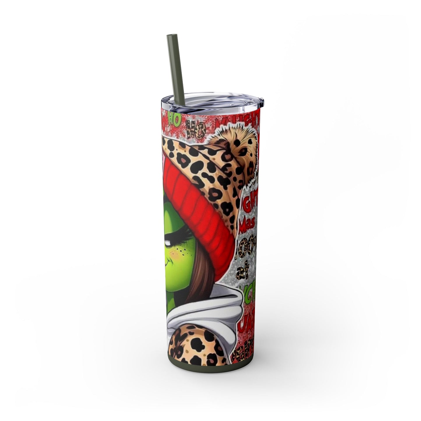 MISS GRINCH D Skinny Tumbler with Straw, 20oz Printify