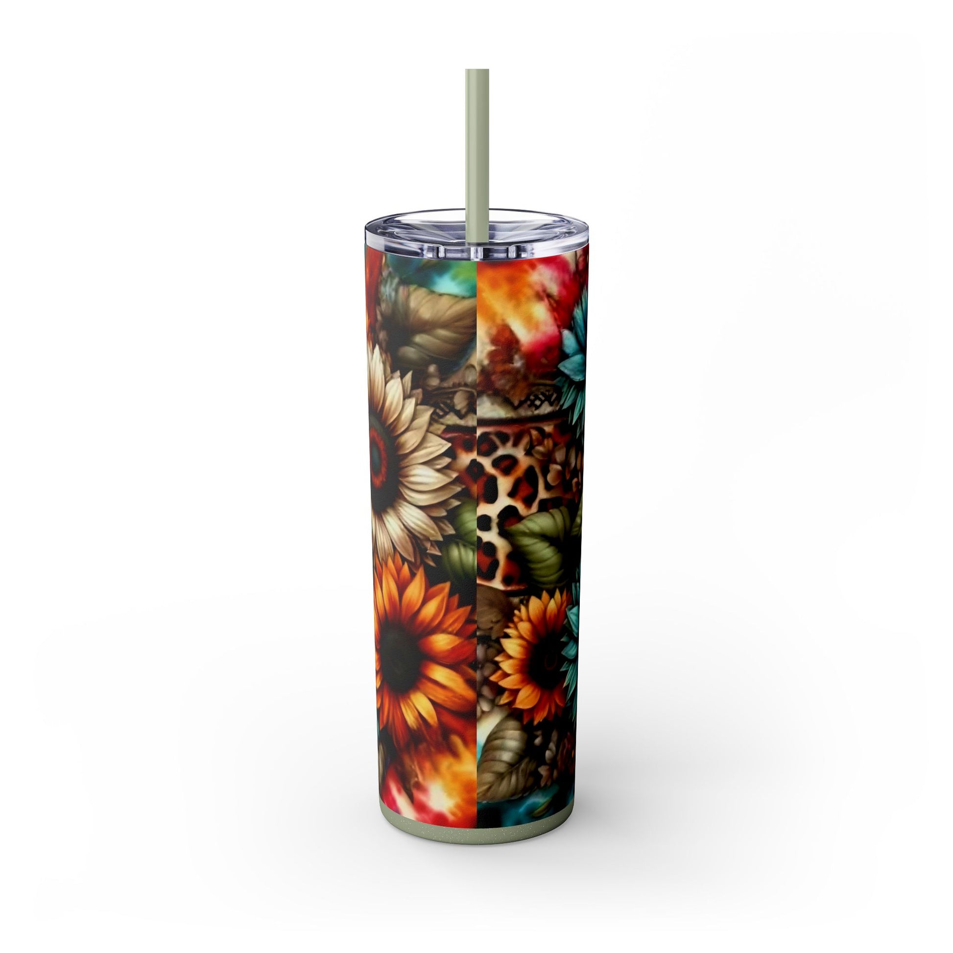 COLORFUL SUNFLOWERS - Skinny Tumbler with Straw, 20oz - Rock n Royalty Designs