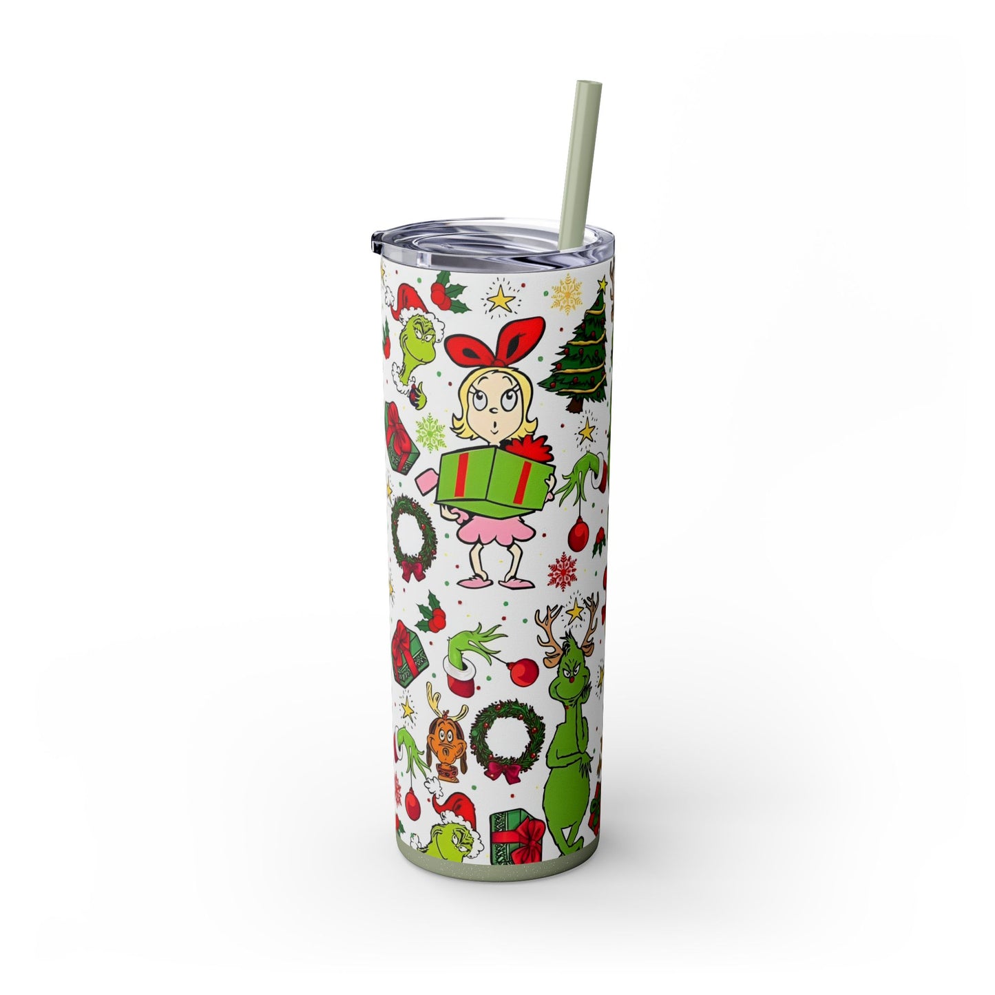 THE GRINCH AND FRIENDS Skinny Tumbler with Straw, 20oz Printify