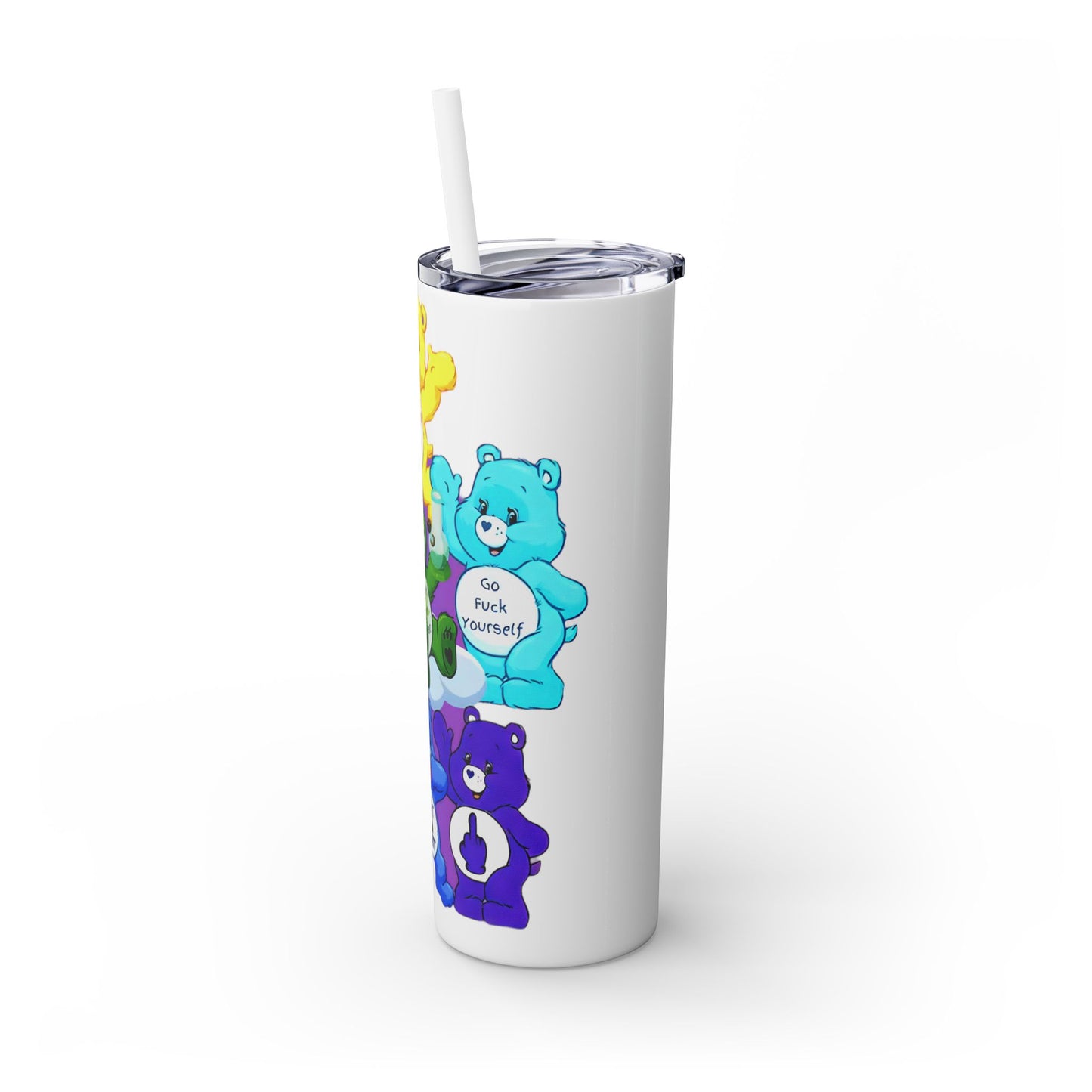 THE CAST OF NO CARE BEARS -,Skinny Tumbler with Straw, 20oz - Rock n Royalty Designs