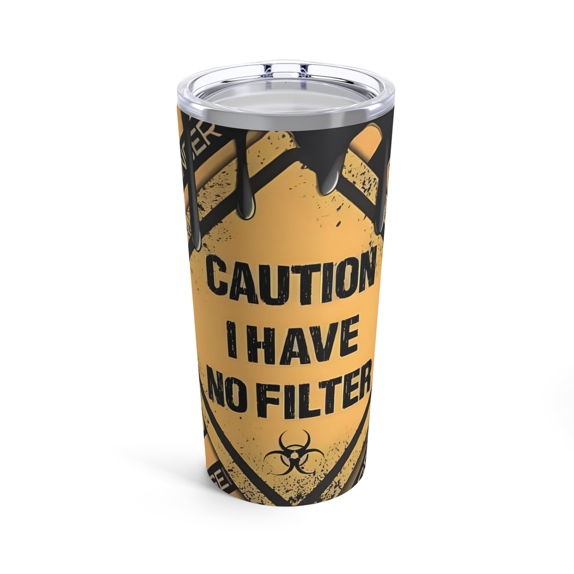 CAUTION No Filter Travel Mug Printify