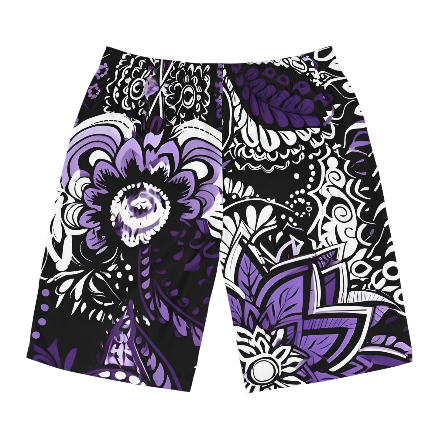 Copy of PURPLE DESIGN FRONT BLK BACK - Men's Board Shorts (AOP) - Rock n Royalty Designs