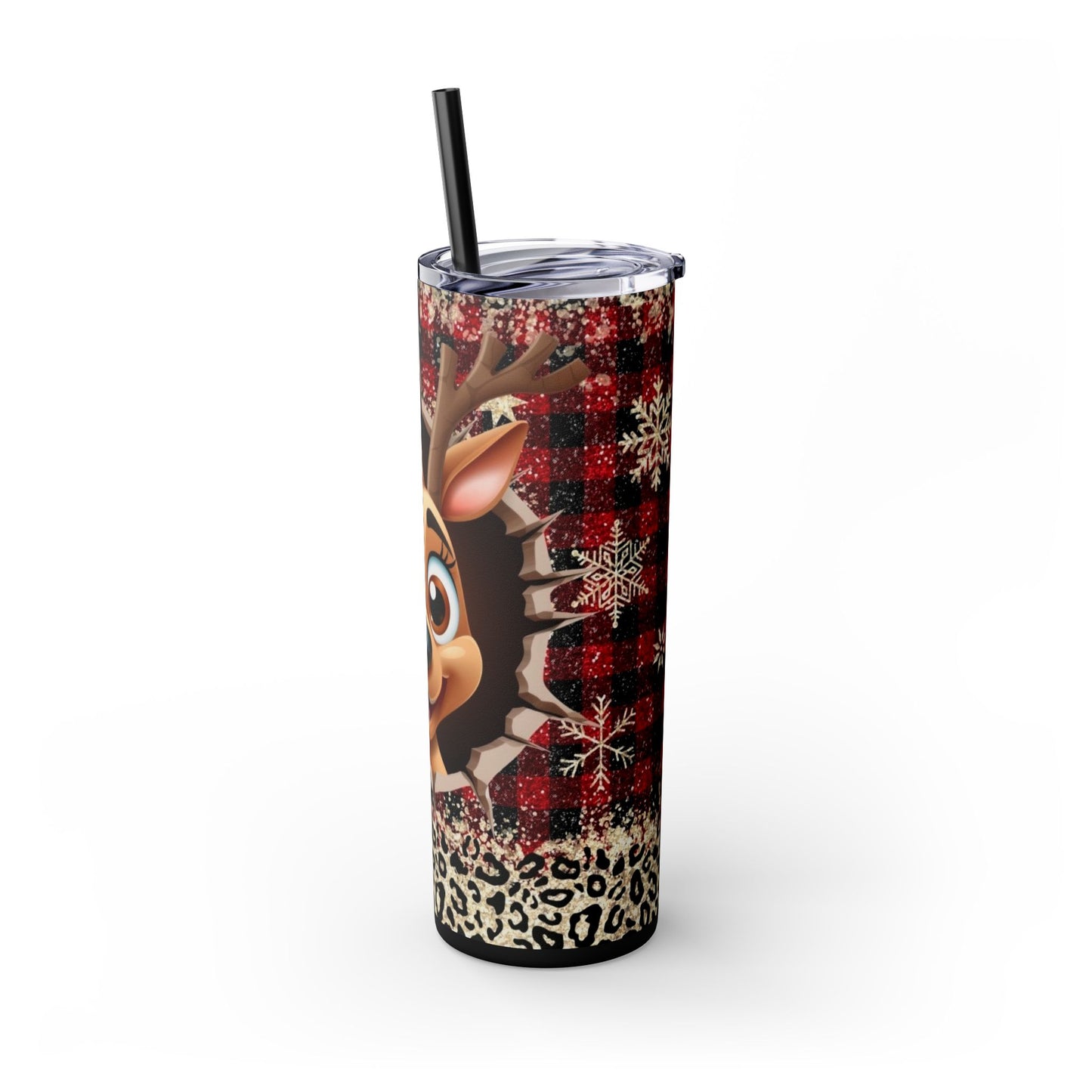 Reindeer Tumbler with Straw, 20oz Printify