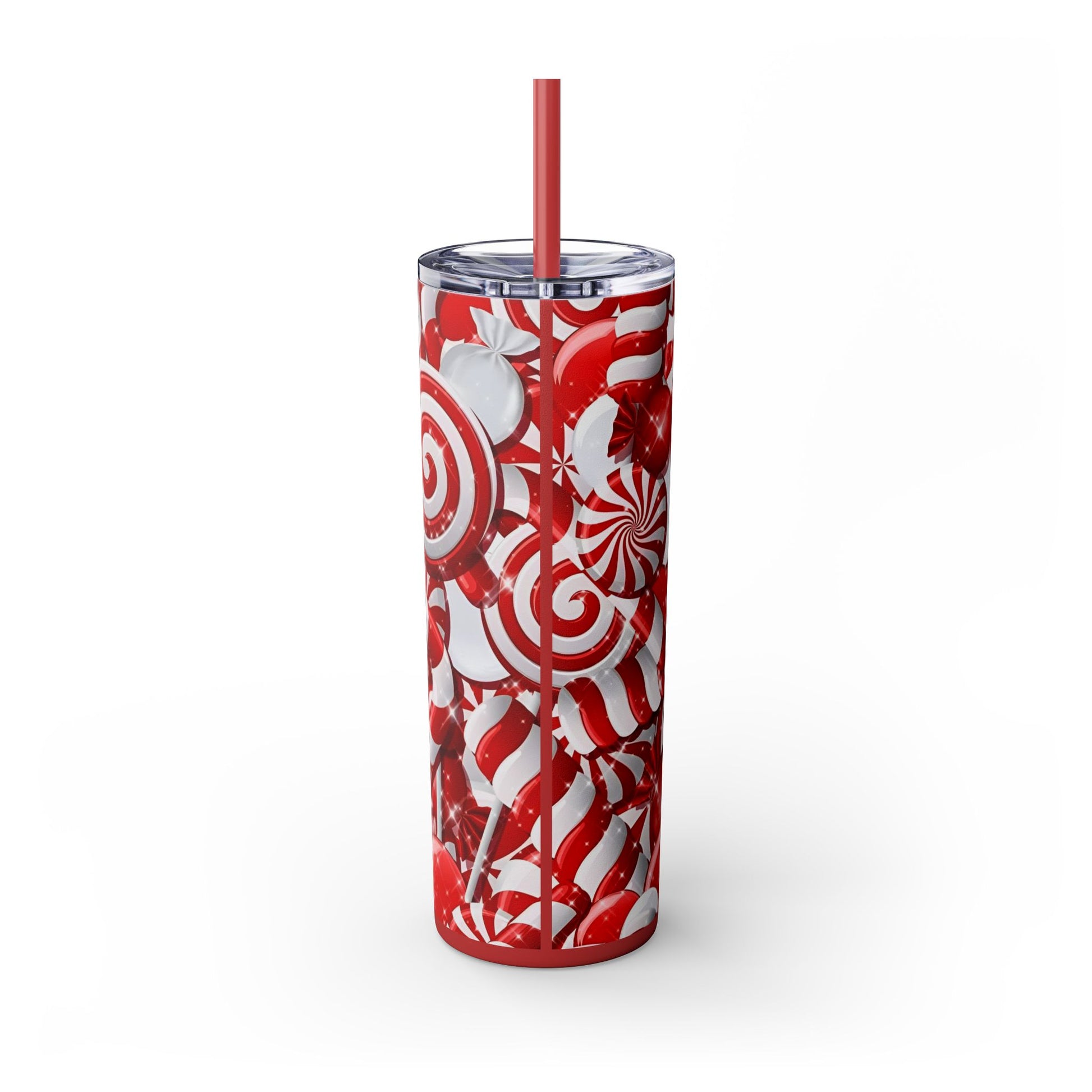 CHRISTMAS CANDY CANE Skinny Tumbler with Straw, 20oz Printify