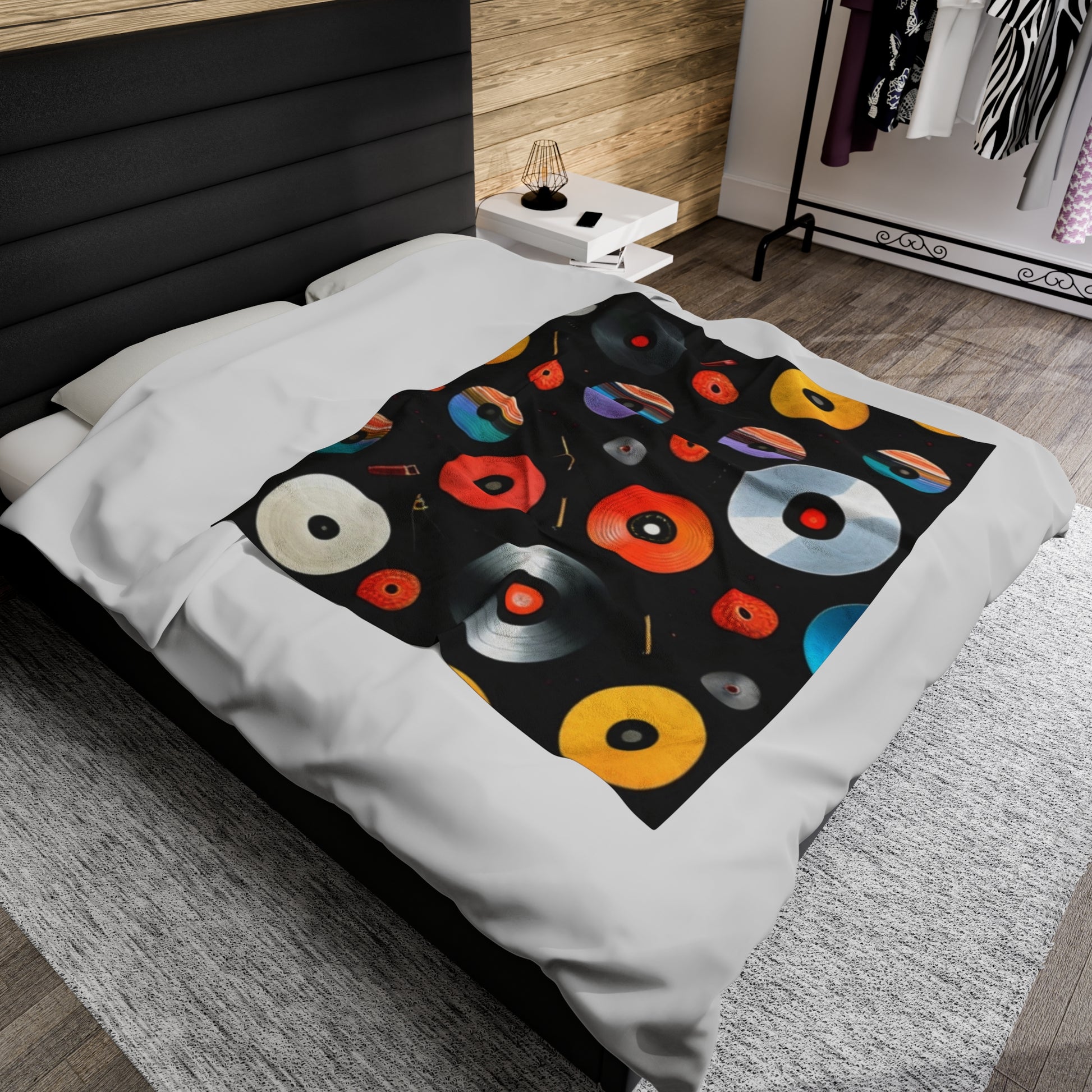 Old School Vinyl Record & CD - Plush Blanket Printify