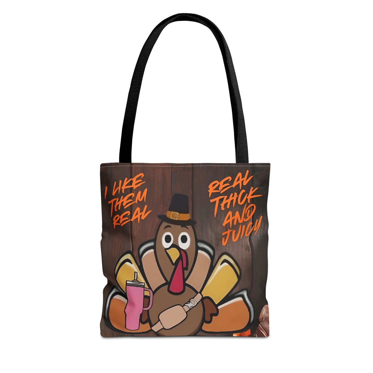 "Real Thick and Juicy Turkey Thanksgiving Tote Bag | Funny Holiday Shopping Bag" Printify