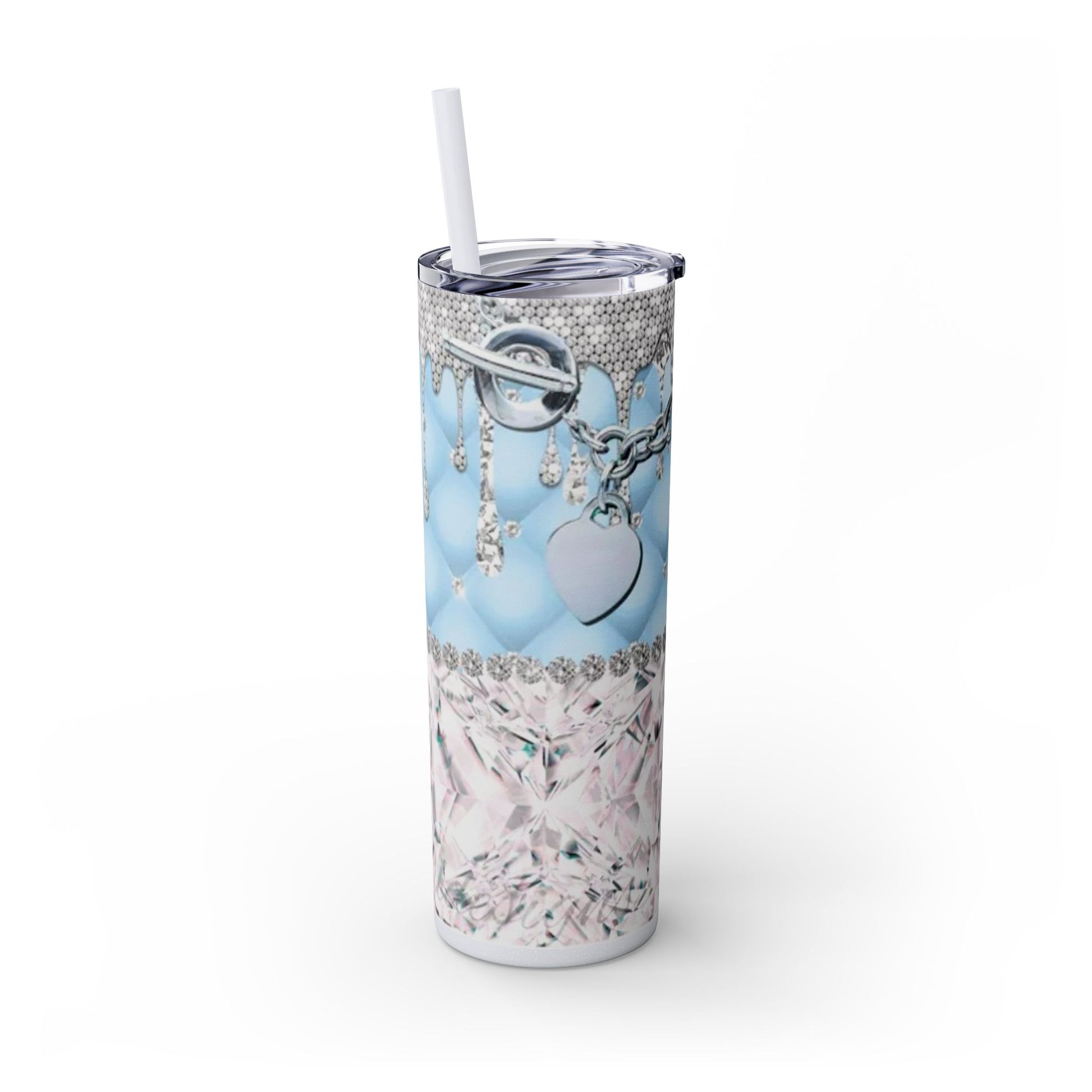 Tiff Purse Blue - Skinny Tumbler with Straw, 20oz - Rock n Royalty Designs