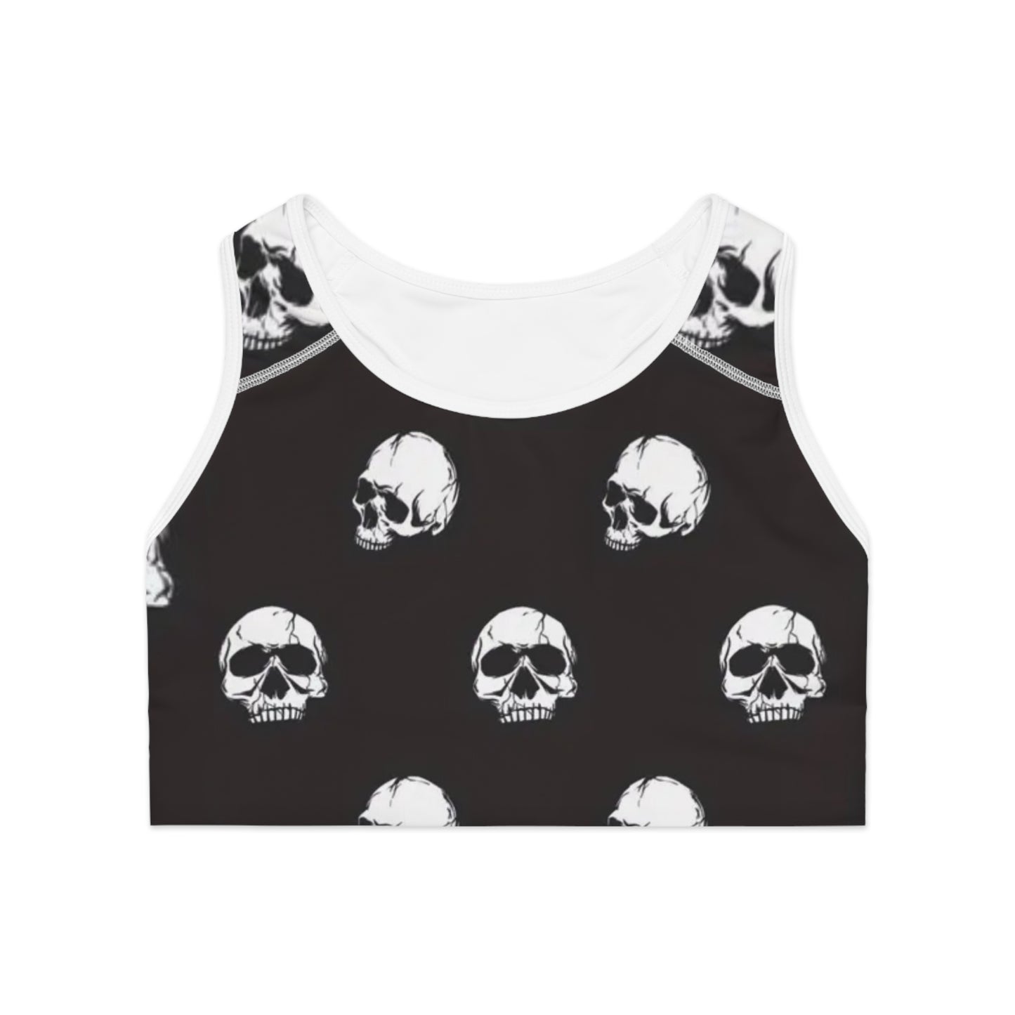 SKULL BLACK & WHITE - Sports Bra (AOP) - Rock n Royalty Designs