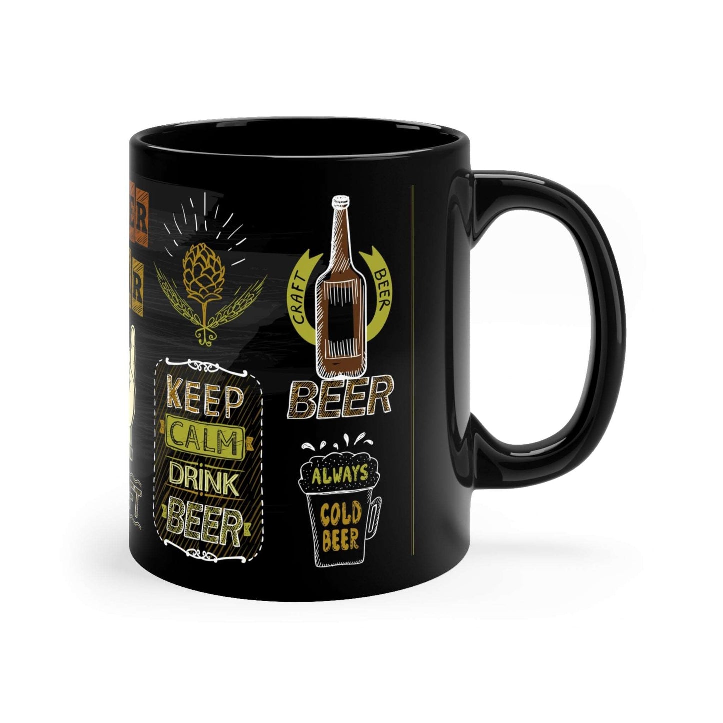 Beer Bar Black Coffee Mug, 11oz - Rock n Royalty Designs