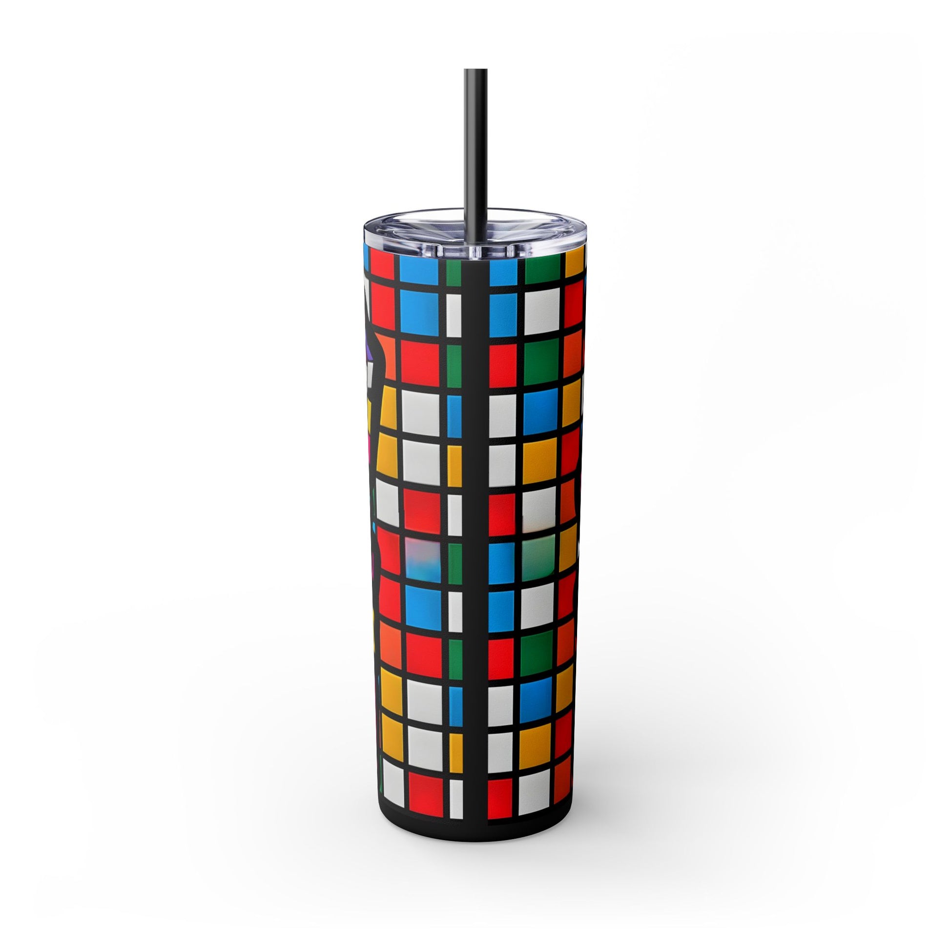 I ❤️ the 80s - Rubeks Cube Edition - Skinny Tumbler with Straw, 20oz ) / - Rock n Royalty Designs