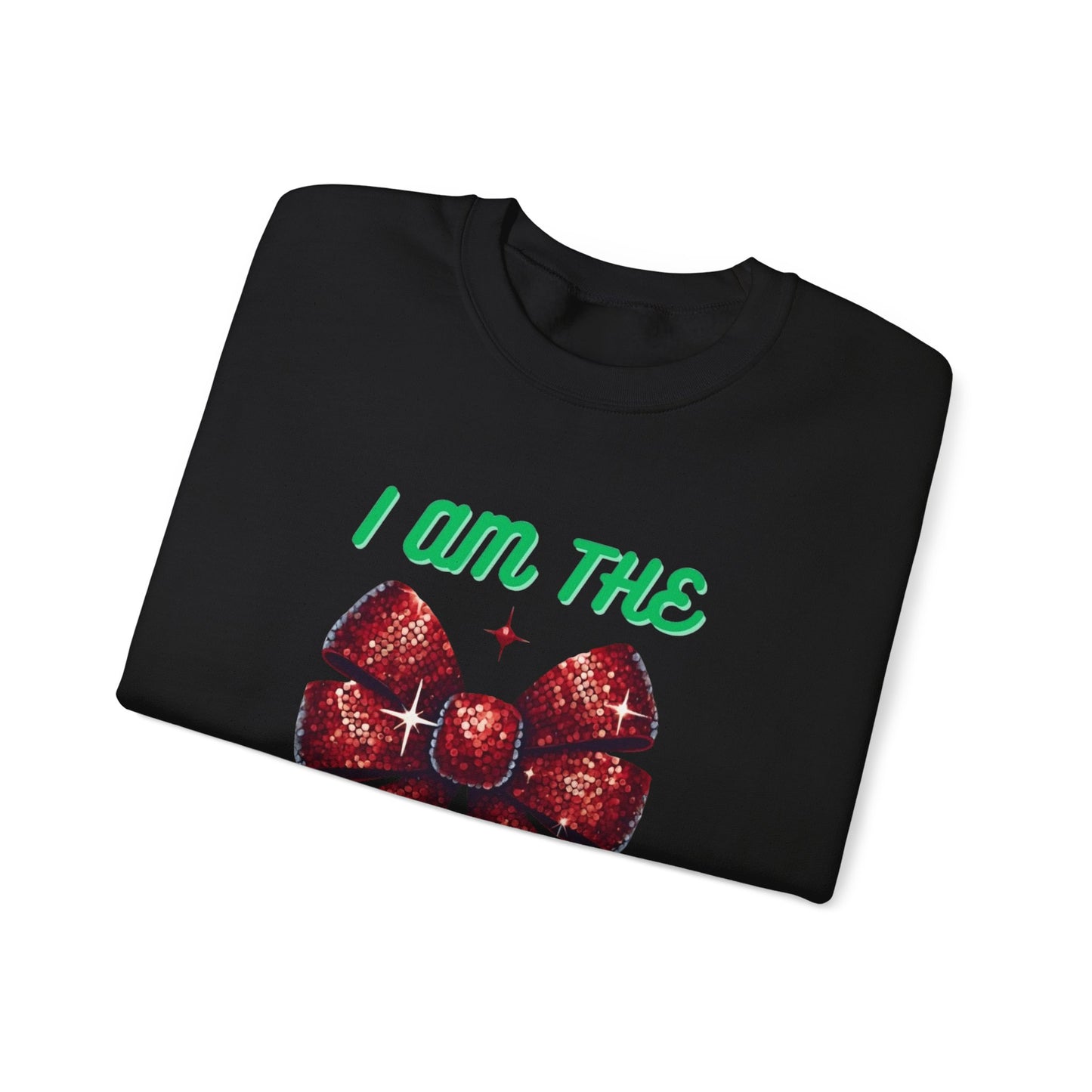 I Am The Gift Christmas Sweatshirt | Funny Holiday Red Bow Crewneck Printify