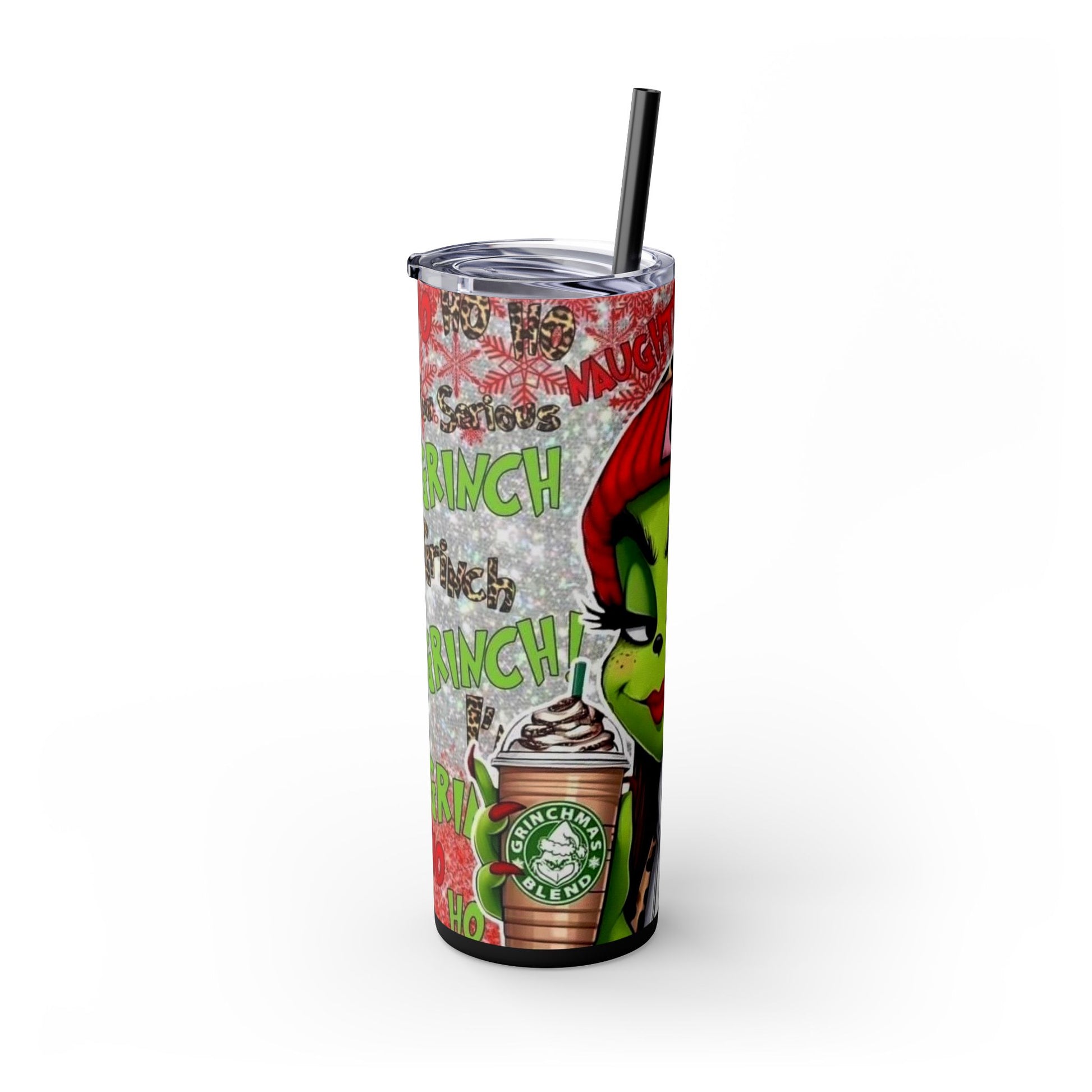 MISS GRINCH D Skinny Tumbler with Straw, 20oz Printify