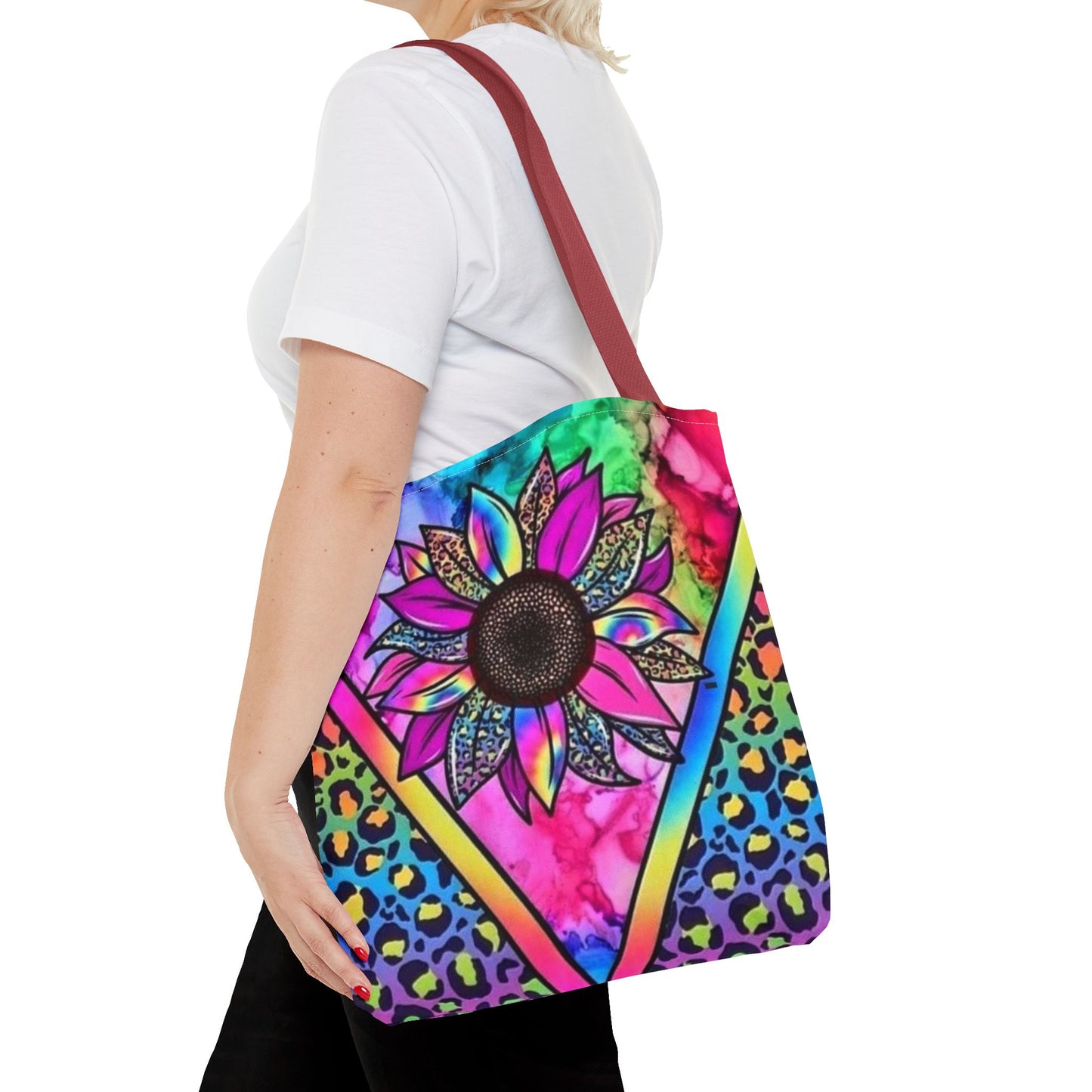 Rainbow Animal, Pink Flower, Rainbow Stripes 3 Designs 3 sizes - Tote Bag (AOP) - Rock n Royalty Designs