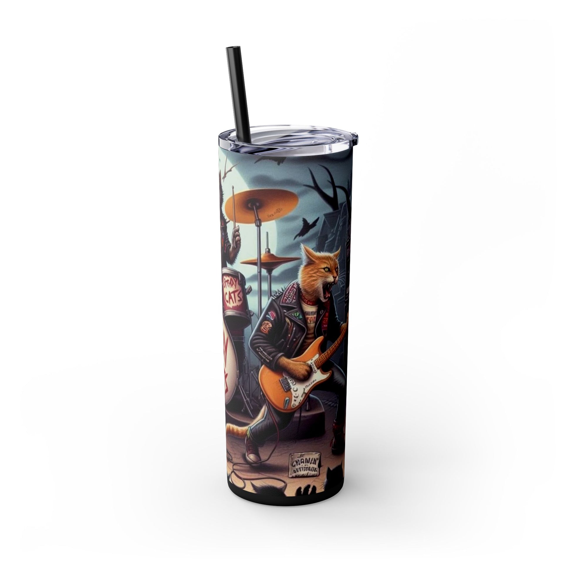 The Cats are Stray -  Skinny Tumbler with Straw, 20oz Printify