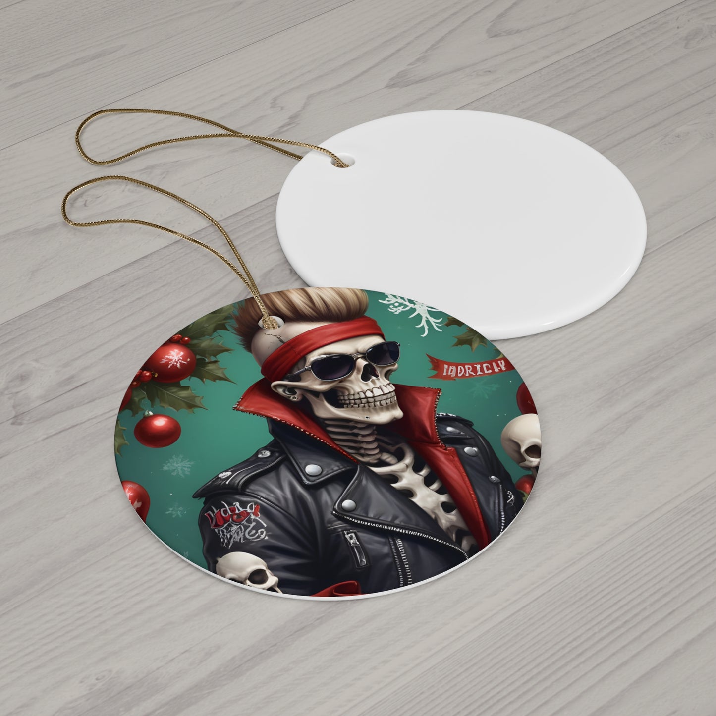 ROCK ON CHRISTMAS  - Ceramic Ornament Printify