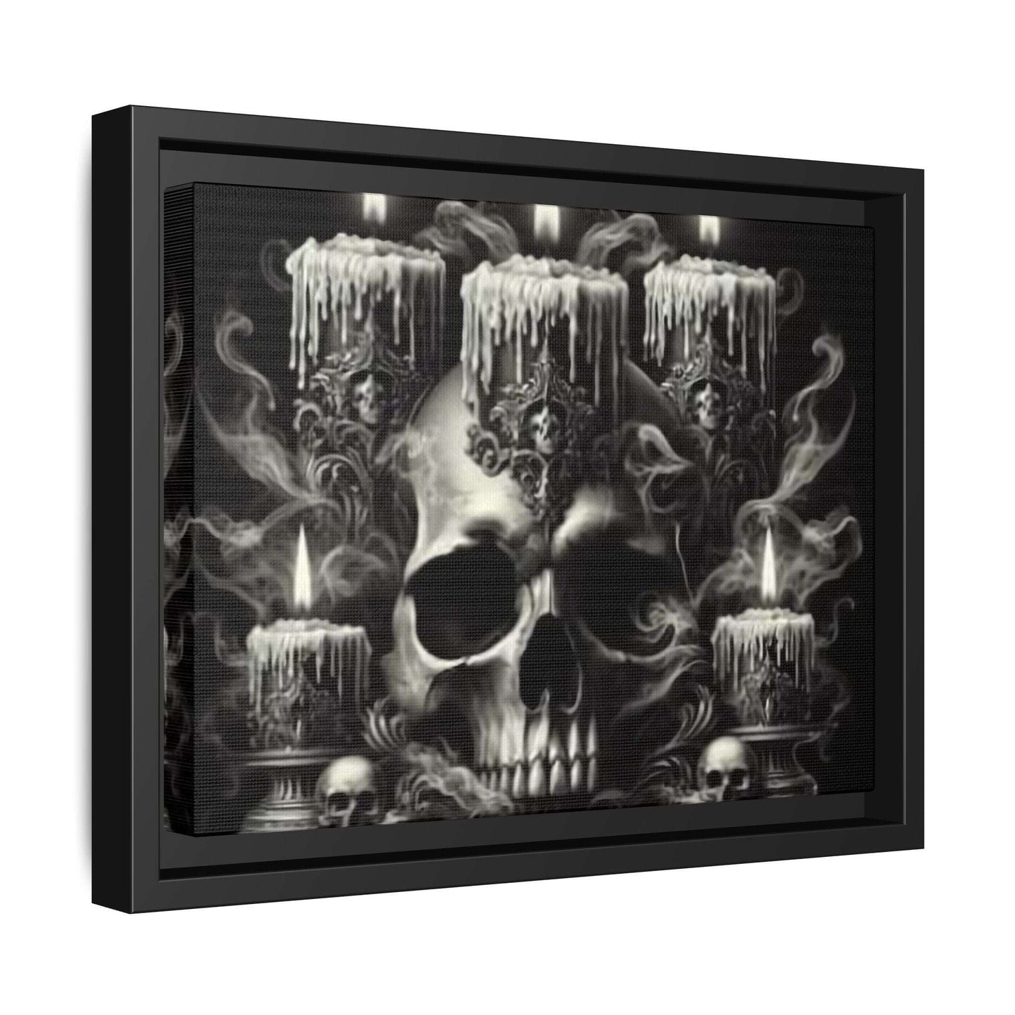 "Gothic Skull Candle Art | Framed Dark Fantasy Wall Decor | Macabre Home Accent"