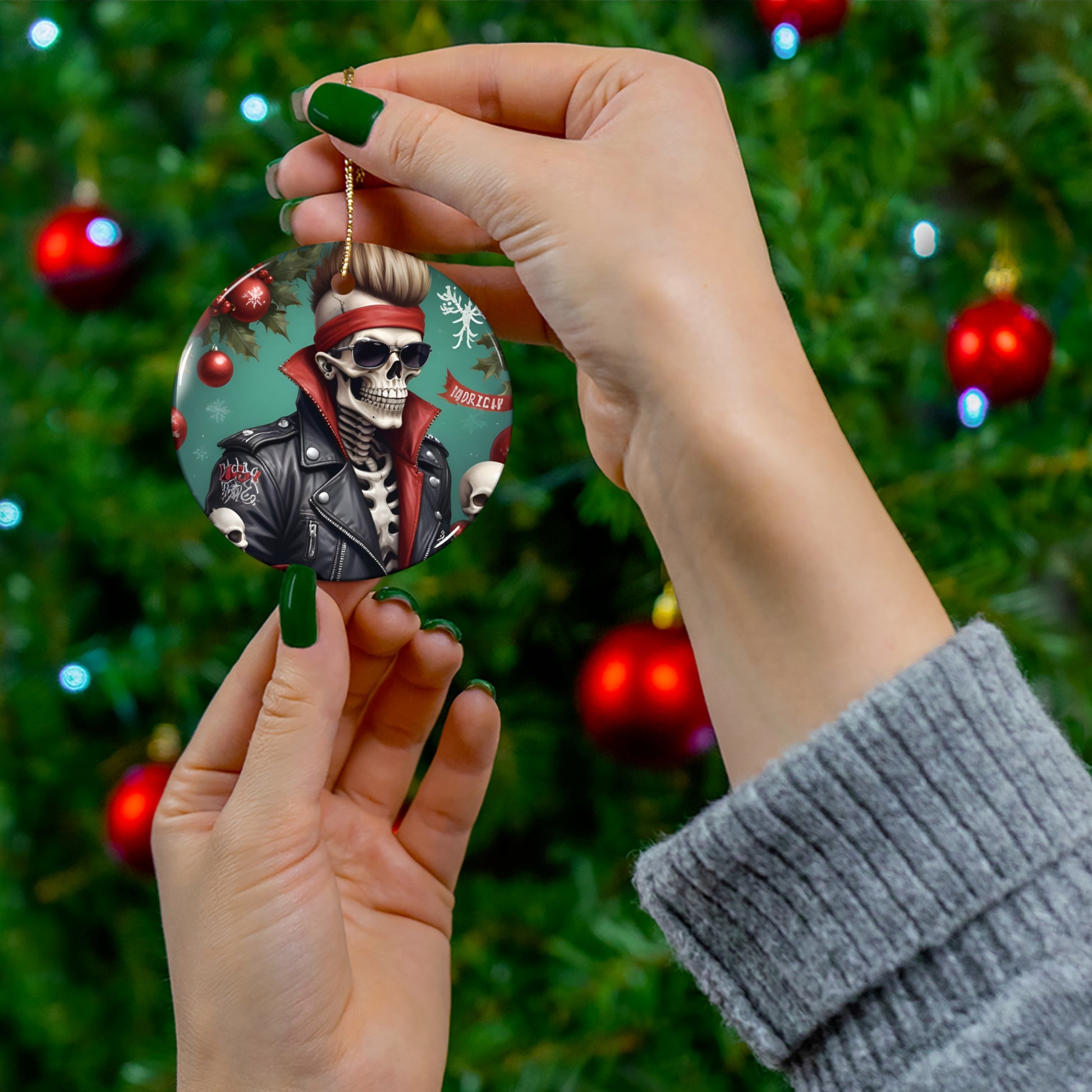 ROCK ON CHRISTMAS  - Ceramic Ornament Printify