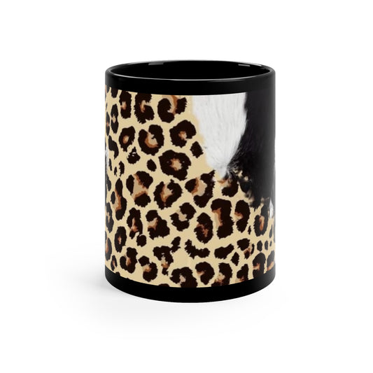 BLK/WHT ANIMAL PRINT  - Black Coffee Mug, 11oz Printify