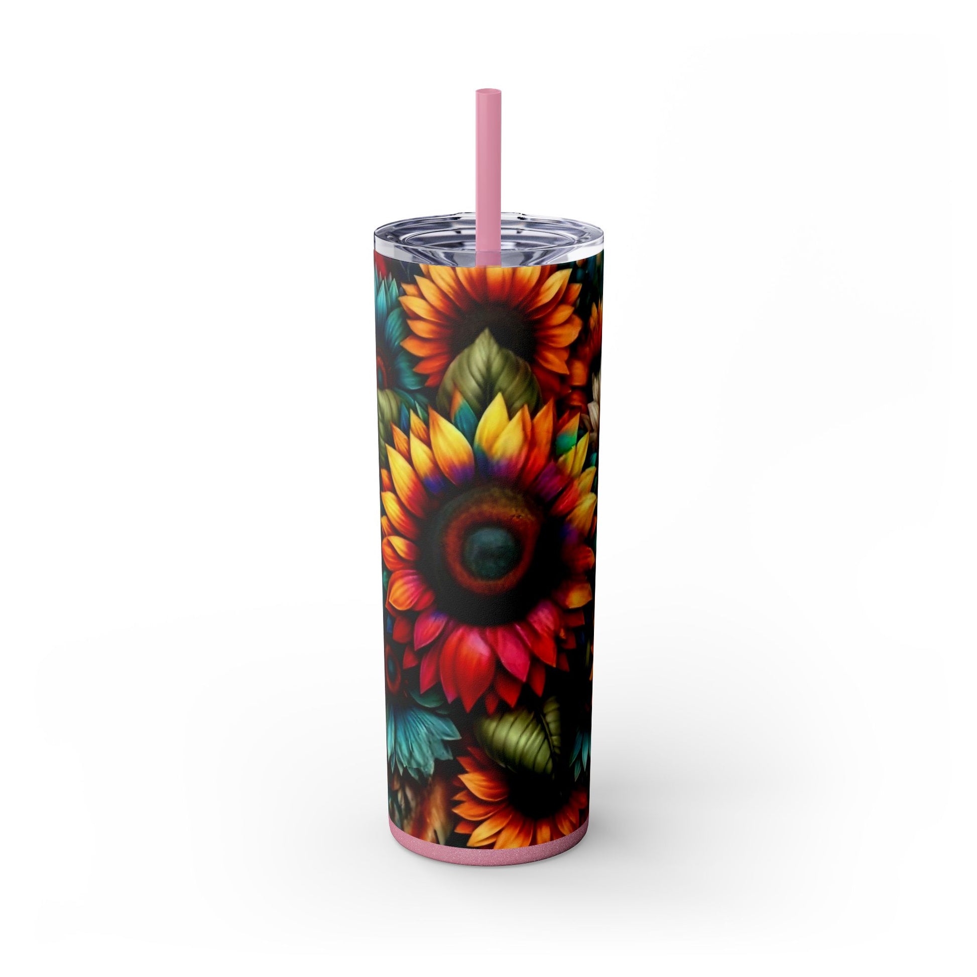 COLORFUL SUNFLOWERS - Skinny Tumbler with Straw, 20oz - Rock n Royalty Designs