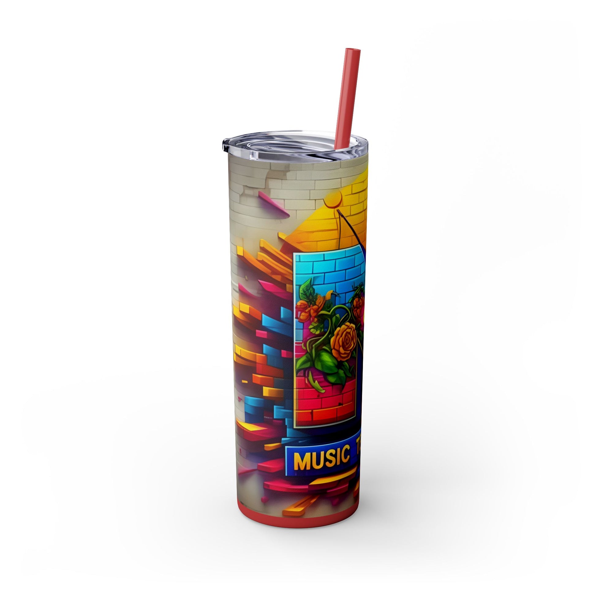 Mtv Telivision - (80s) Skinny Tumbler with Straw, 20oz - Rock n Royalty Designs