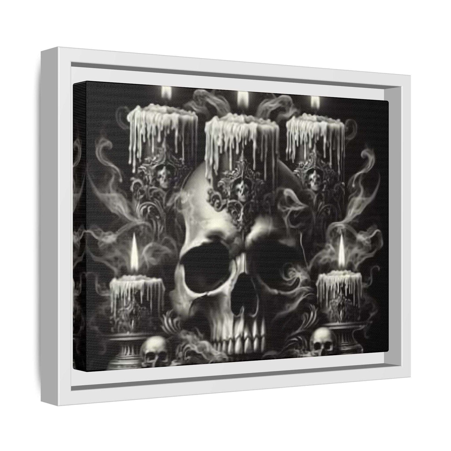 "Gothic Skull Candle Art | Framed Dark Fantasy Wall Decor | Macabre Home Accent"